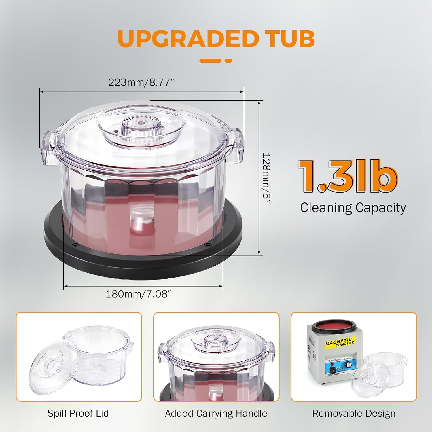 BEAMNOVA Magnetic Tumbler, Jewelry Polisher Machine, With Bucket, Lid