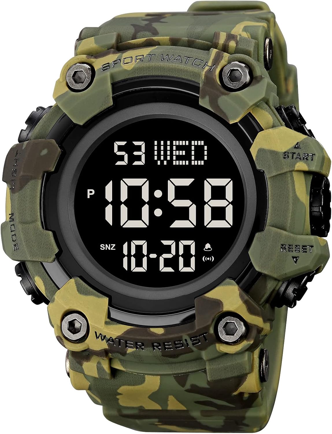 Gosasa Men Sport Watch Countdown Stopwatch Watch Mens Wrist Watch Waterproof LED Electronic Digital Male Watch 12/24 Hour Multifunctional Watch