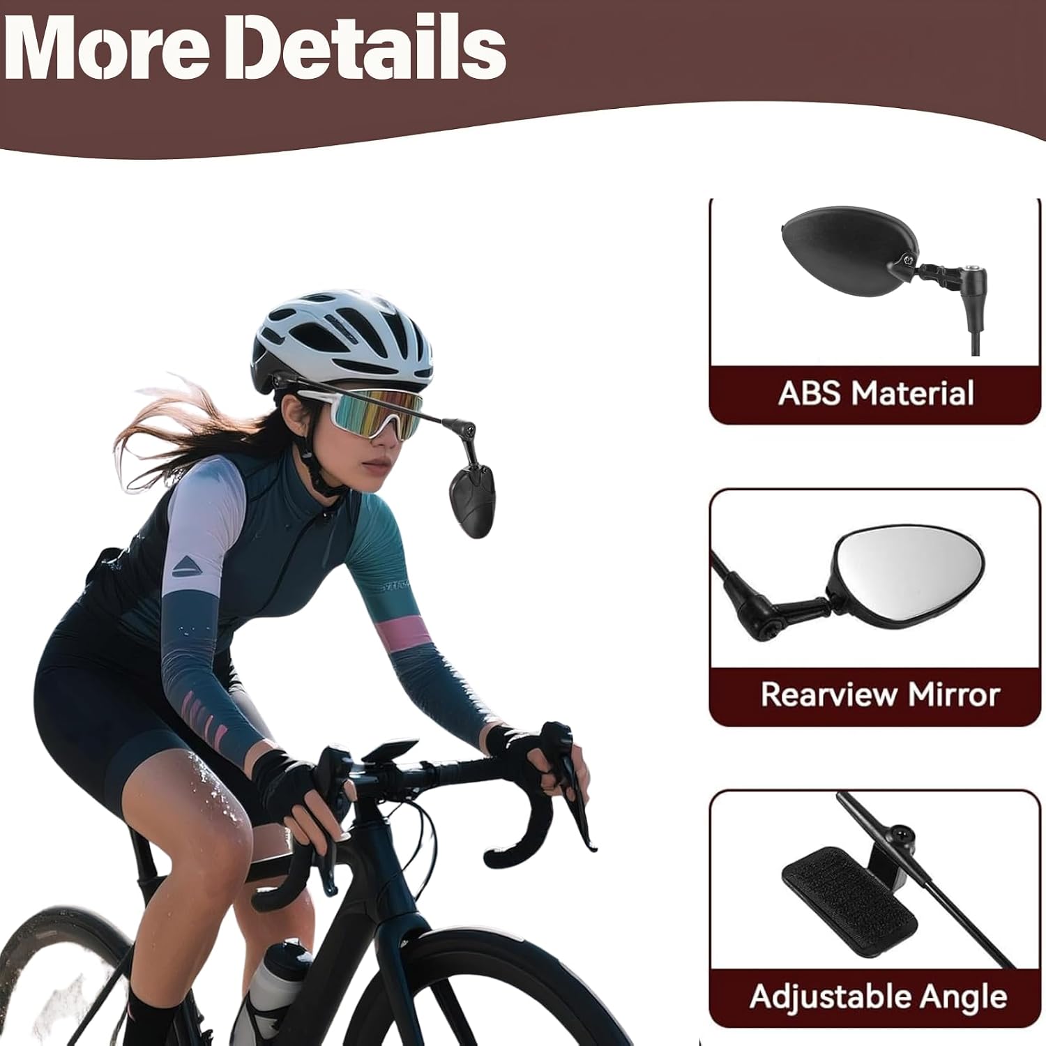 Biking Mirror for Helmet Helmet Mirror, Helmet Safety Rearview Mirror, Mountain Road Cycling Rear View Mirror for All Helmet Sizes