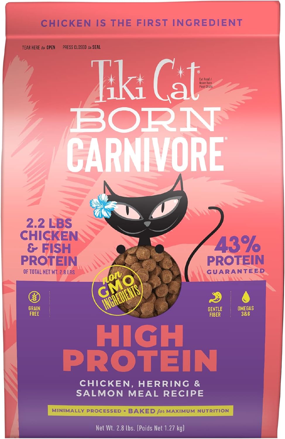 Tiki Cat Born Carnivore Dry Cat Food, Deboned Chicken & Egg, 2.8 lbs. Bag