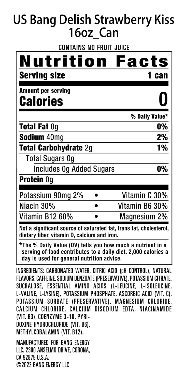Bang Energy Blue Razz, Sugar-Free Energy Drink, 16-Ounce | Pack of 12