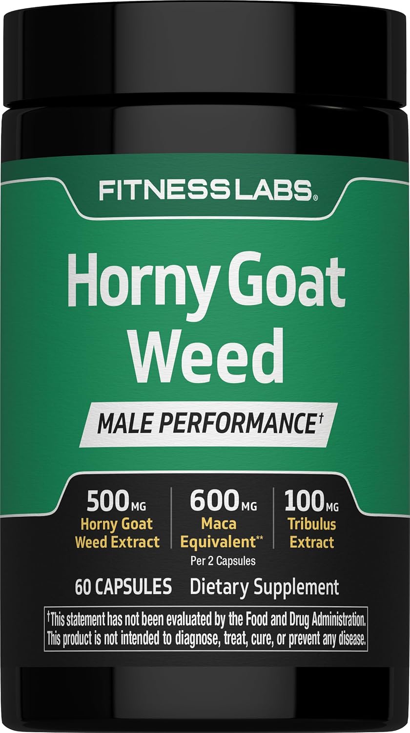 Piping Rock Fitness Labs Horny Goat Weed Complex | 500 mg | 60 Capsules | Vegetarian, Non-GMO Supplement