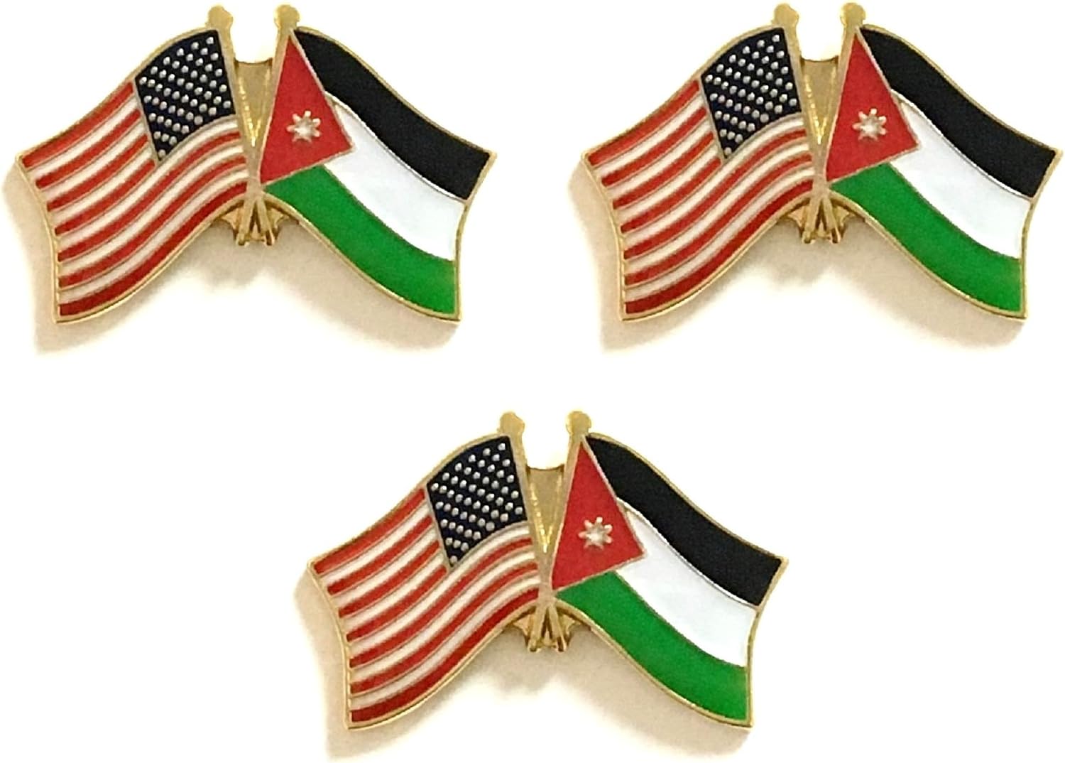 3 National Country Flag Crossed Enamel Flag Pins Pack of 3 Friendship Double Flags