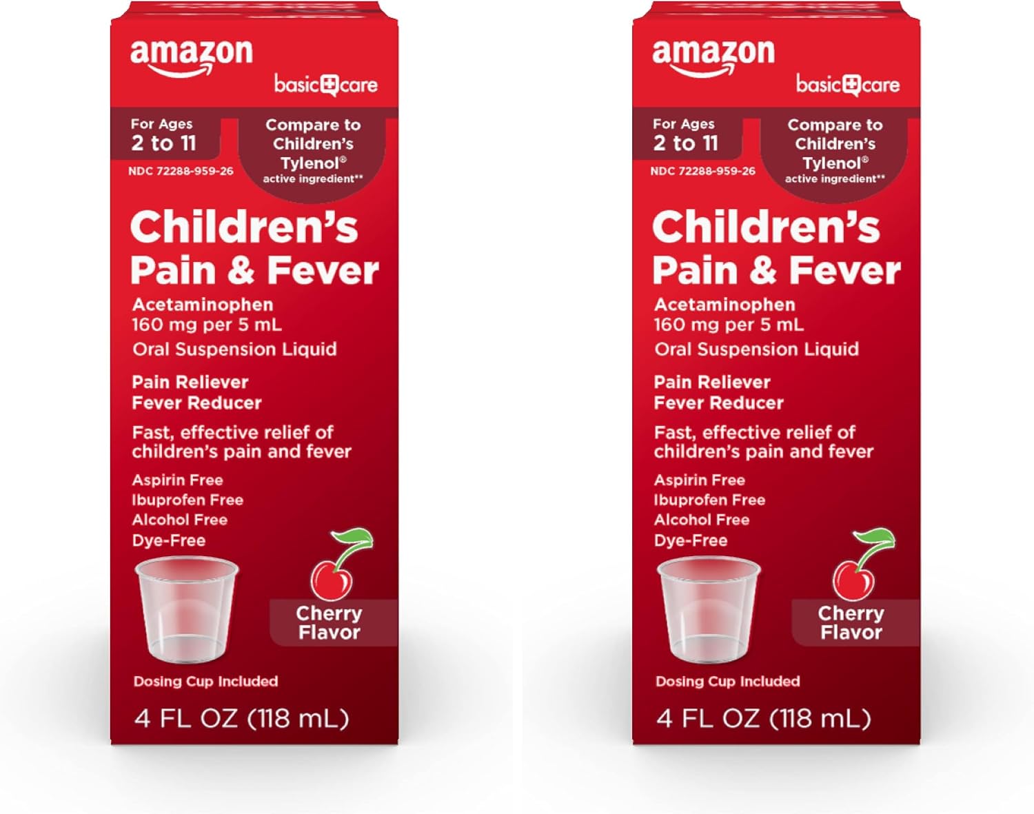 Amazon Basic Care Children's Acetaminophen 160 mg per 5 mL Oral Suspension, Grape Flavor, Pain Reliever and Fever Reducer, 4 fl oz