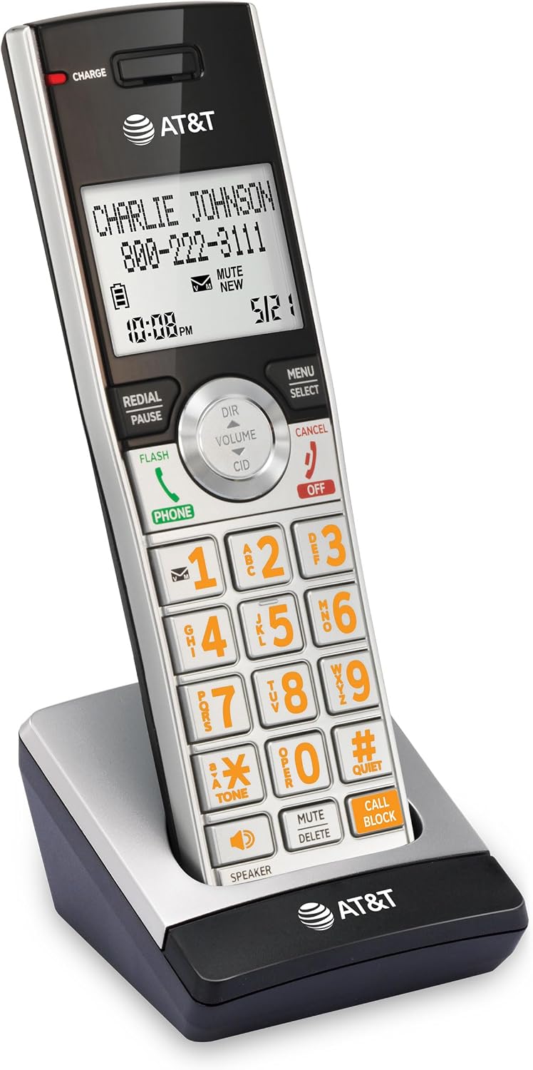 AT&T DECT 6.0 Expandable Cordless Phone with Answering System, Silver/Black with 3 Handsets