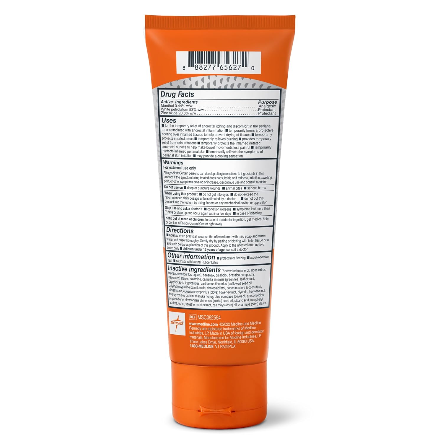 Medline Remedy Specialized Zinc Oxide Paste with Menthol (4 oz Tube), Unscented, Calamine, Incontinence Care, Diaper Rash, Wetness Protection