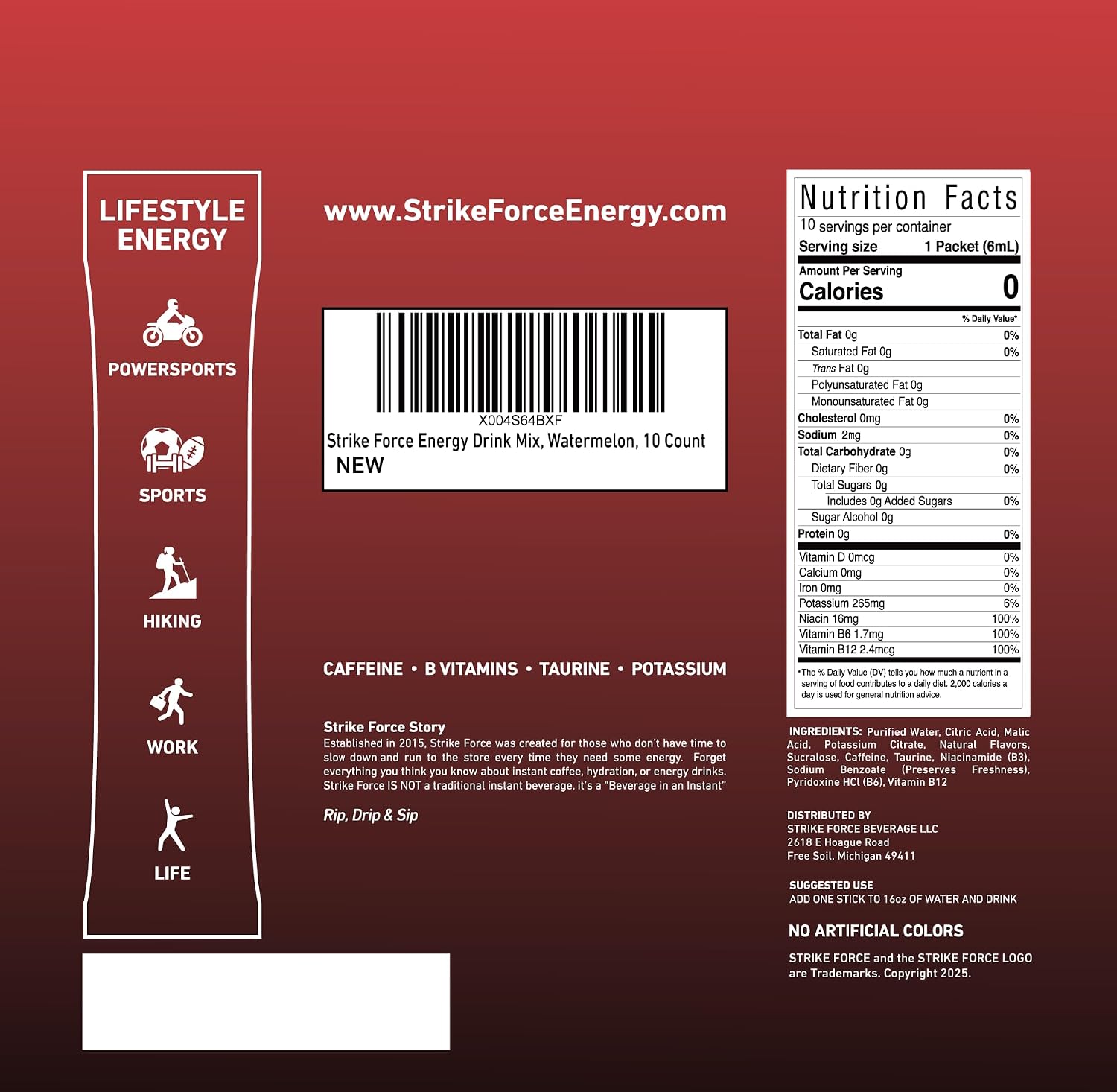 Strike Force Energy Drink Mix - Original Flavor - Natural Tasting Caffeine Drink - Turn Any Drink into a Healthy Energy Drink - Zero Calories, Keto Friendly, Sugar Free, Pre Workout (40 Liquid Packs)