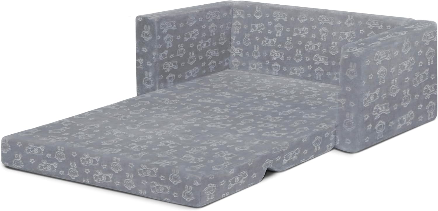 Delta Children - Serta Perfect Sleeper Kids 2-Seater Sofa, Convertible 2-in-1 Flip Open Toddler Couch Sleeper, Foam Chair for Playroom & Bedroom