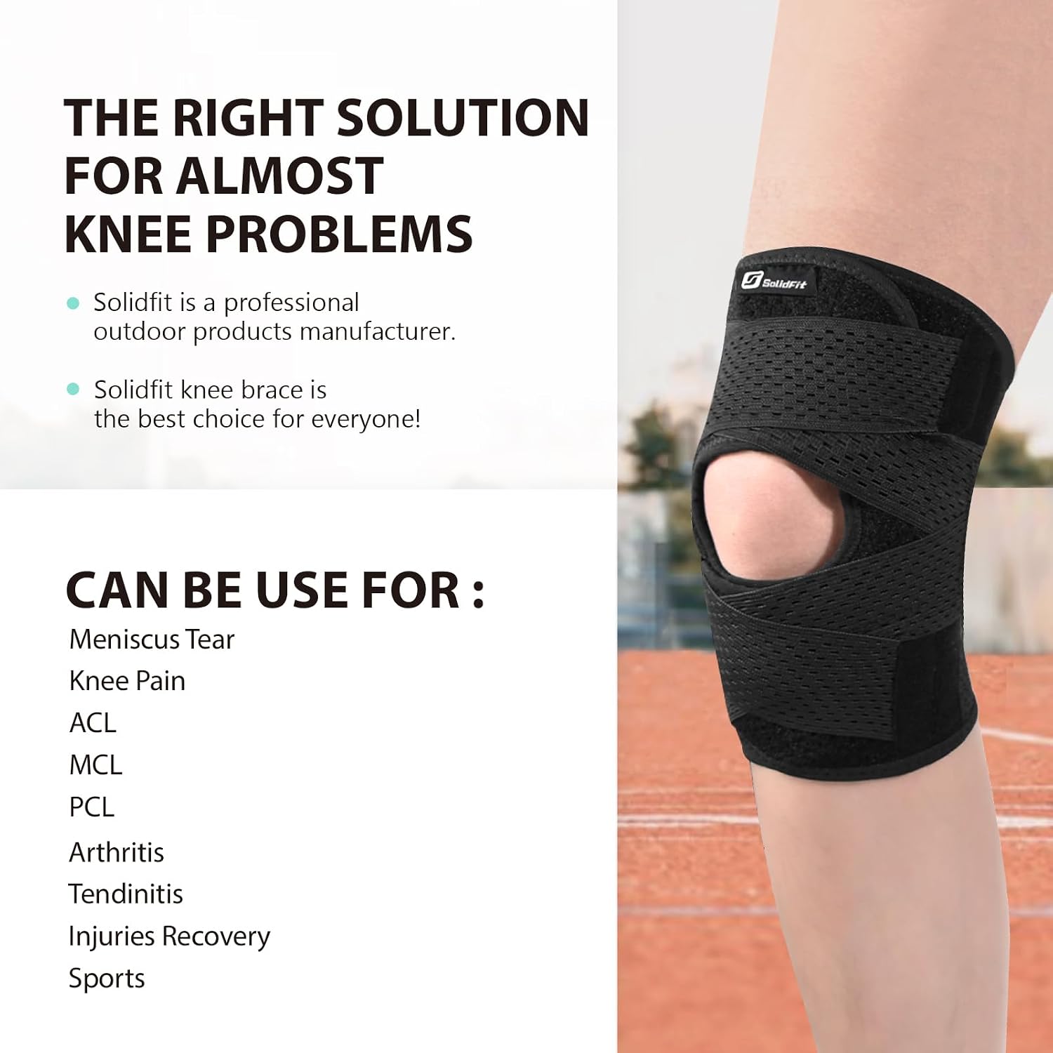 Knee Brace with Side Stabilizers for Meniscus Tear,Adjustable Knee Wrap | for Pain Relief, Breathable Compression Knee Support for Knee Pain, ACL, MCL, Arthritis, Sports, Women&Men (Black, X-Large)
