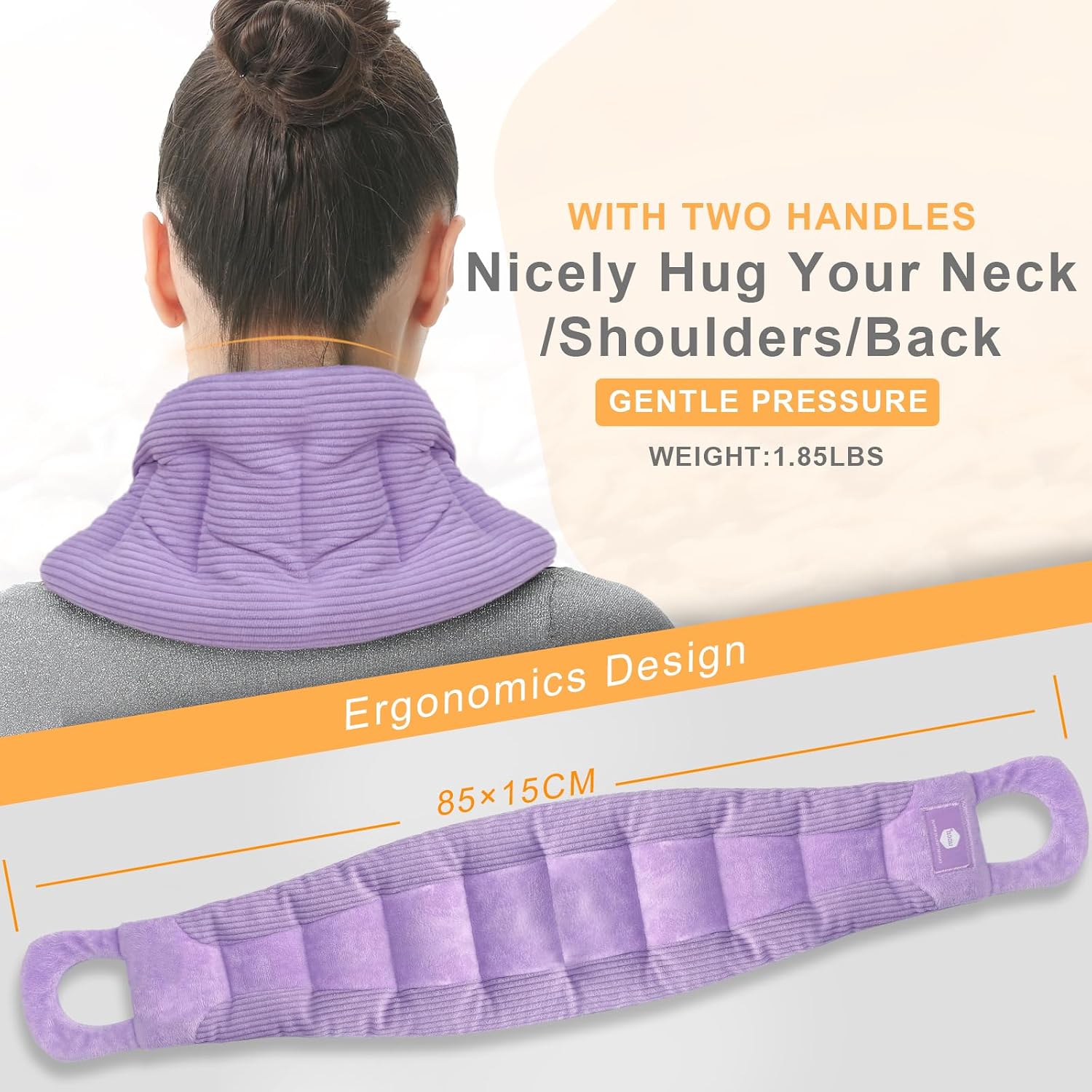 UNCN Long Wide Heating Pad for Neck and Shoulders Back 33x5.9 Microwavable Large Moist Heat Pack Warm Hot Compress Neck Wrap Weighted Bag Massage