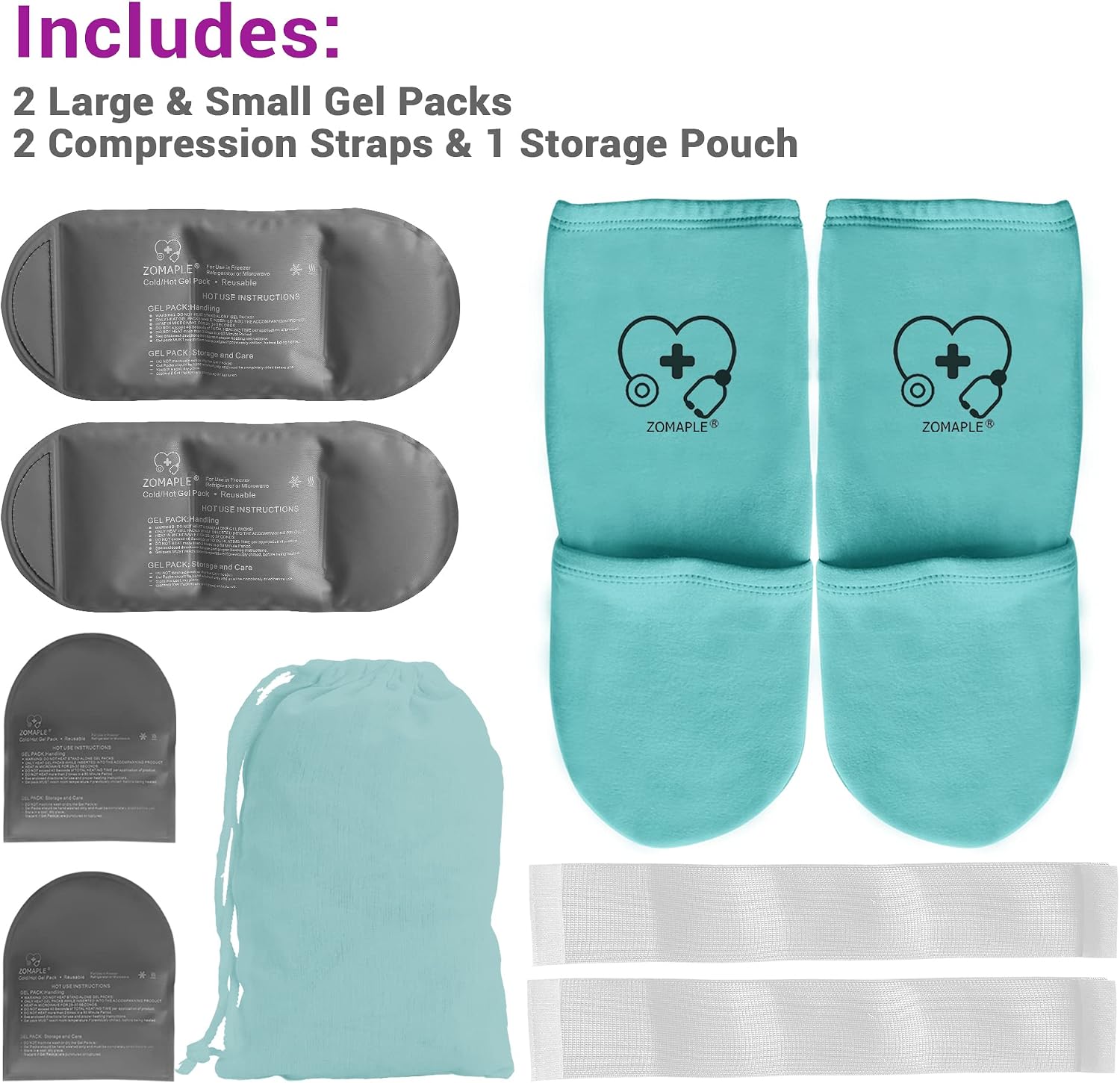 Zomaple Cold Therapy Socks, 2 Gel Packs for Neuropathy & Hot Feet Comfort