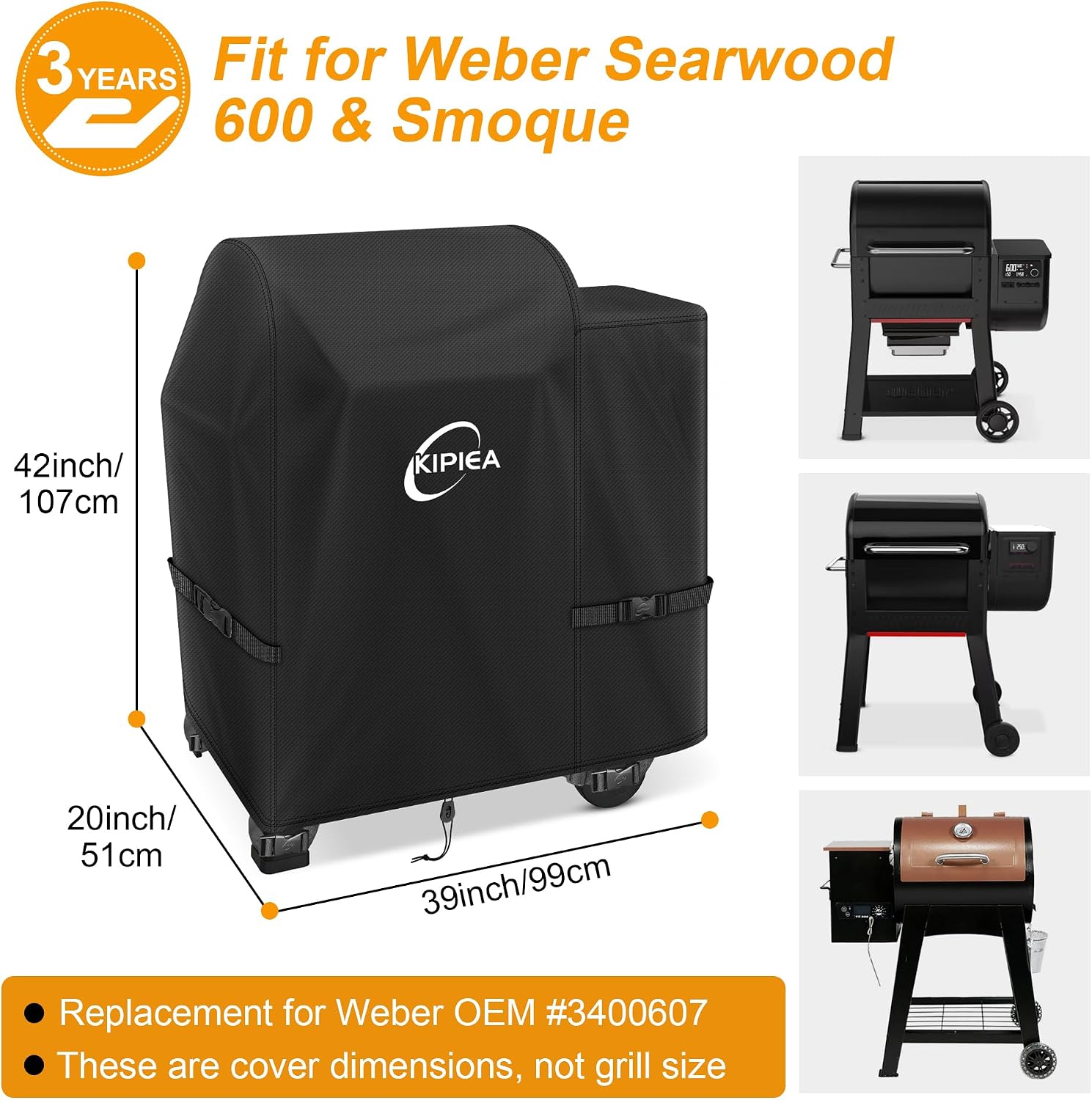 600D Vertical Smoker Cover for Pit Boss 3/4 / 5/7 Series, Waterproof Pellet Grill Cover, 73550, UV Resistant, No Tear, No Fading