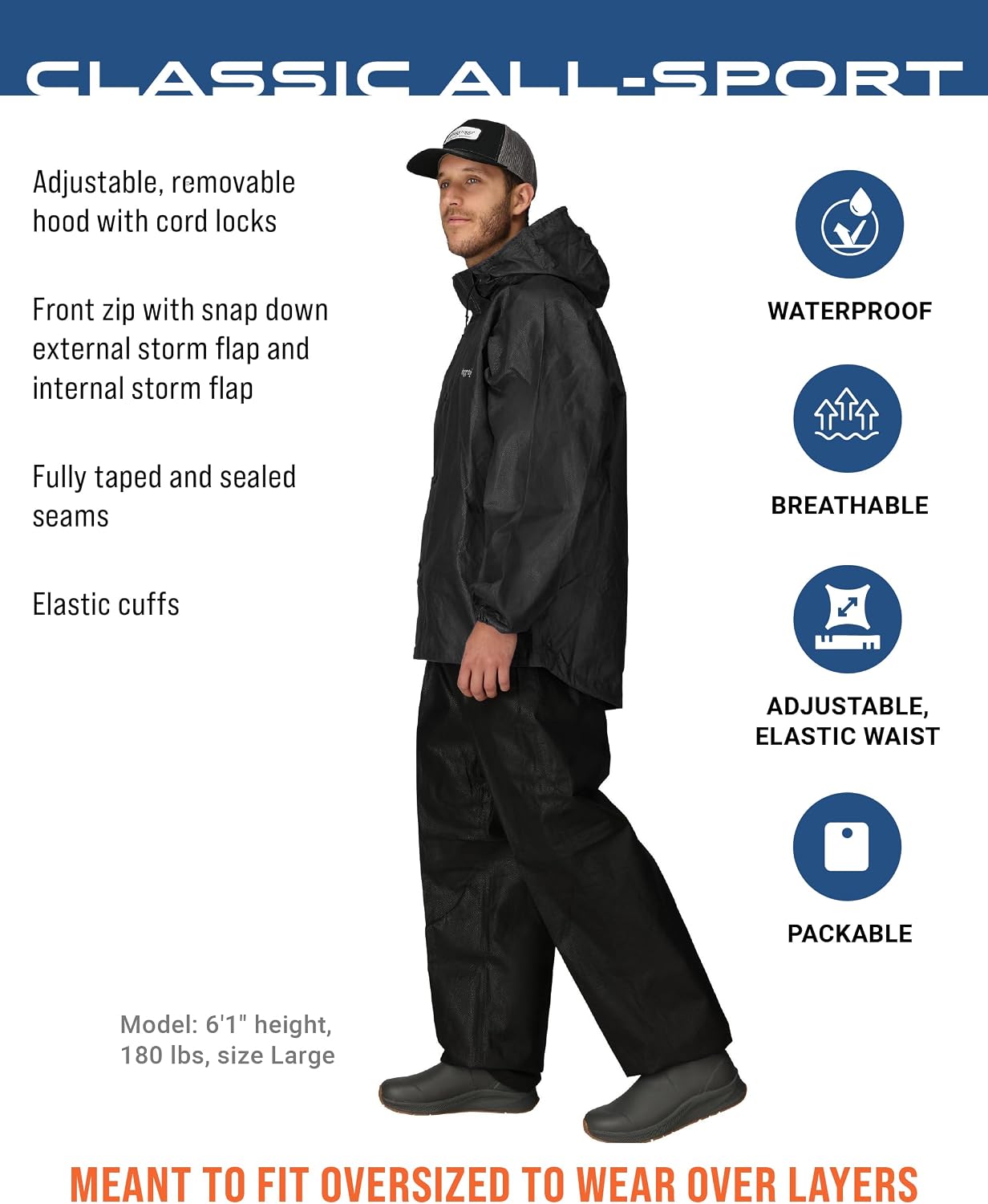 FROGG TOGGS Men's Classic All-Sport 3-Layer Waterproof Breathable Rain Suit