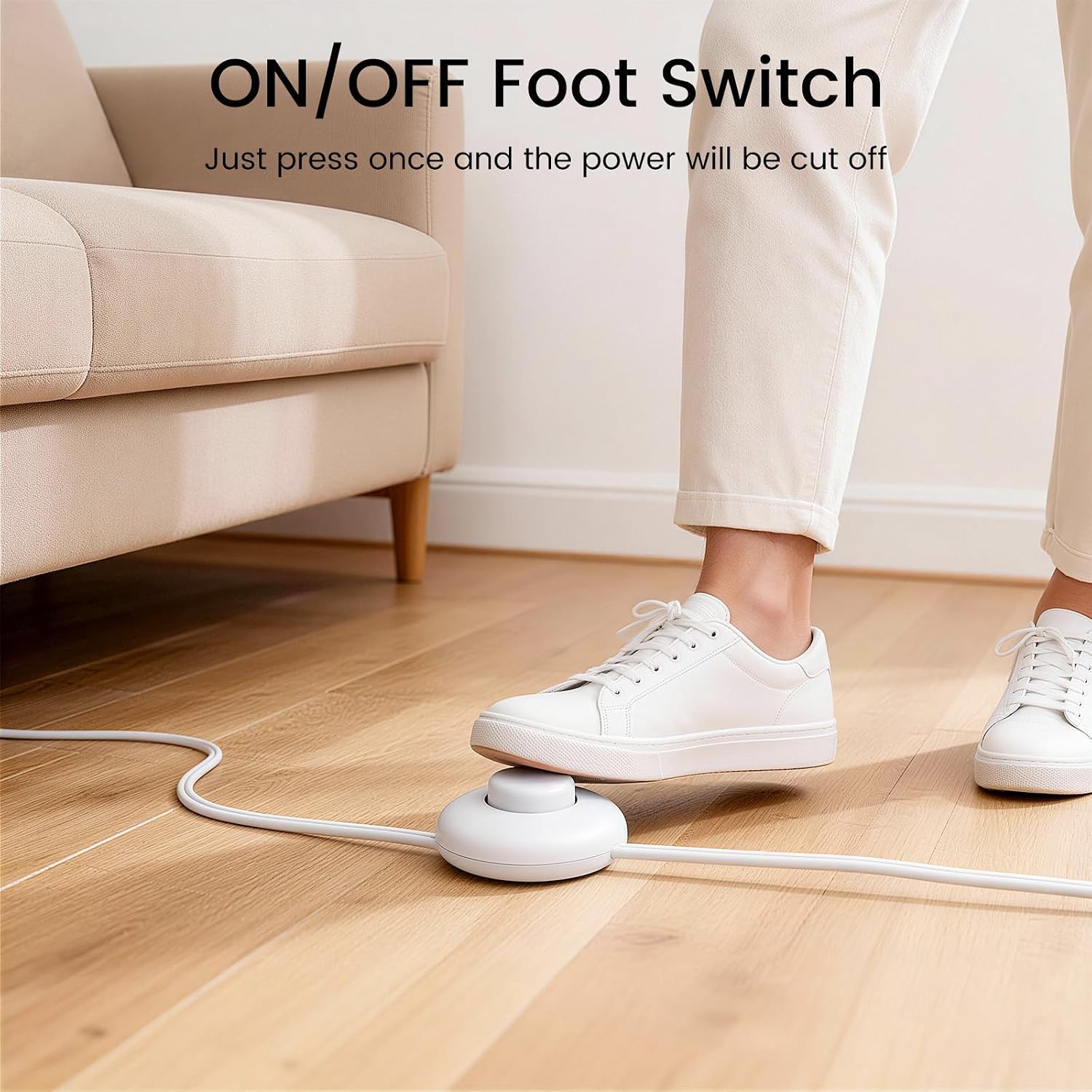2 Pack 12 Feet 3 Outlets with Hand/Foot Switch Extension Power Cord.
