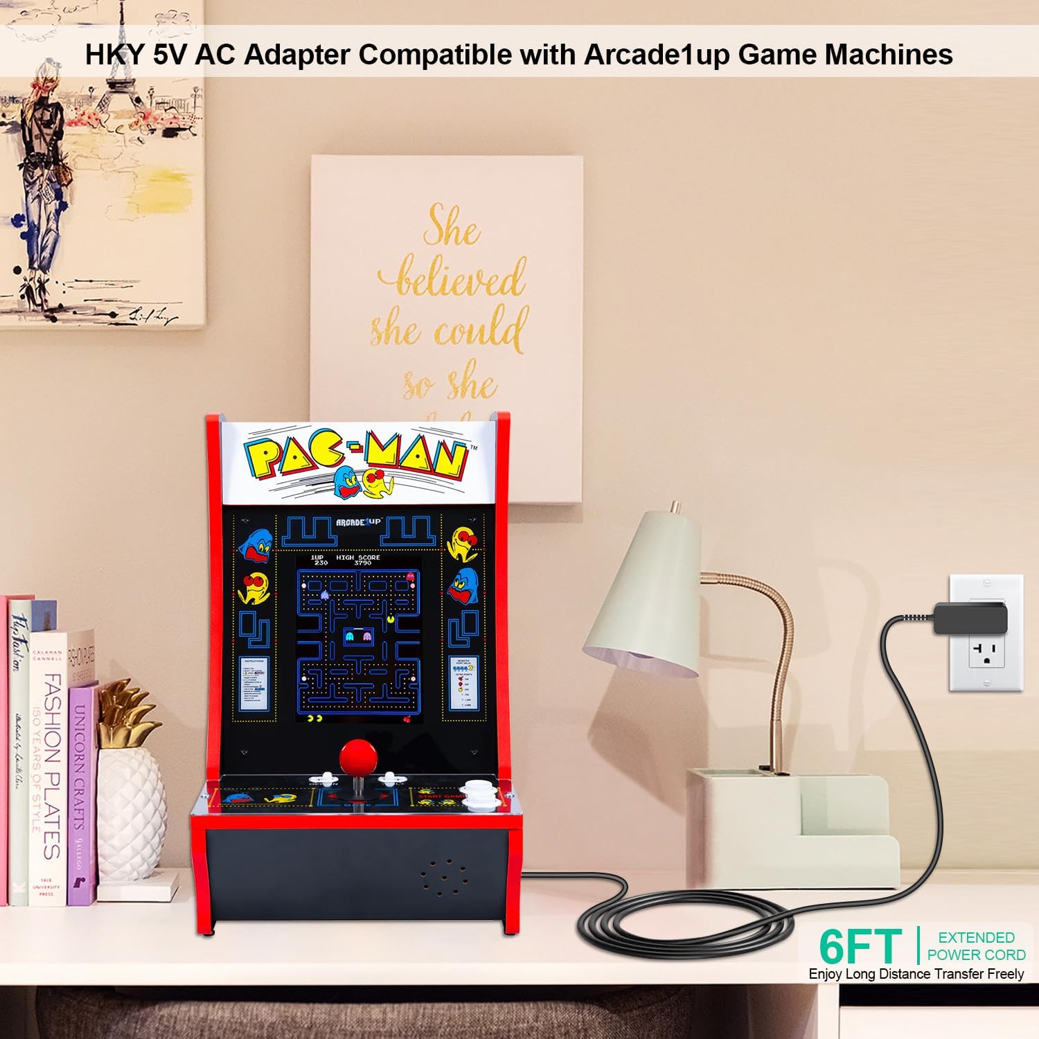 5V AC/DC Adapter Compatible with Arcade1up 8121 LS3062020 8261 8296 8295 Ms Pac-Man Counter-Cade CounterCade Console Table Top Game Arcade 1Up