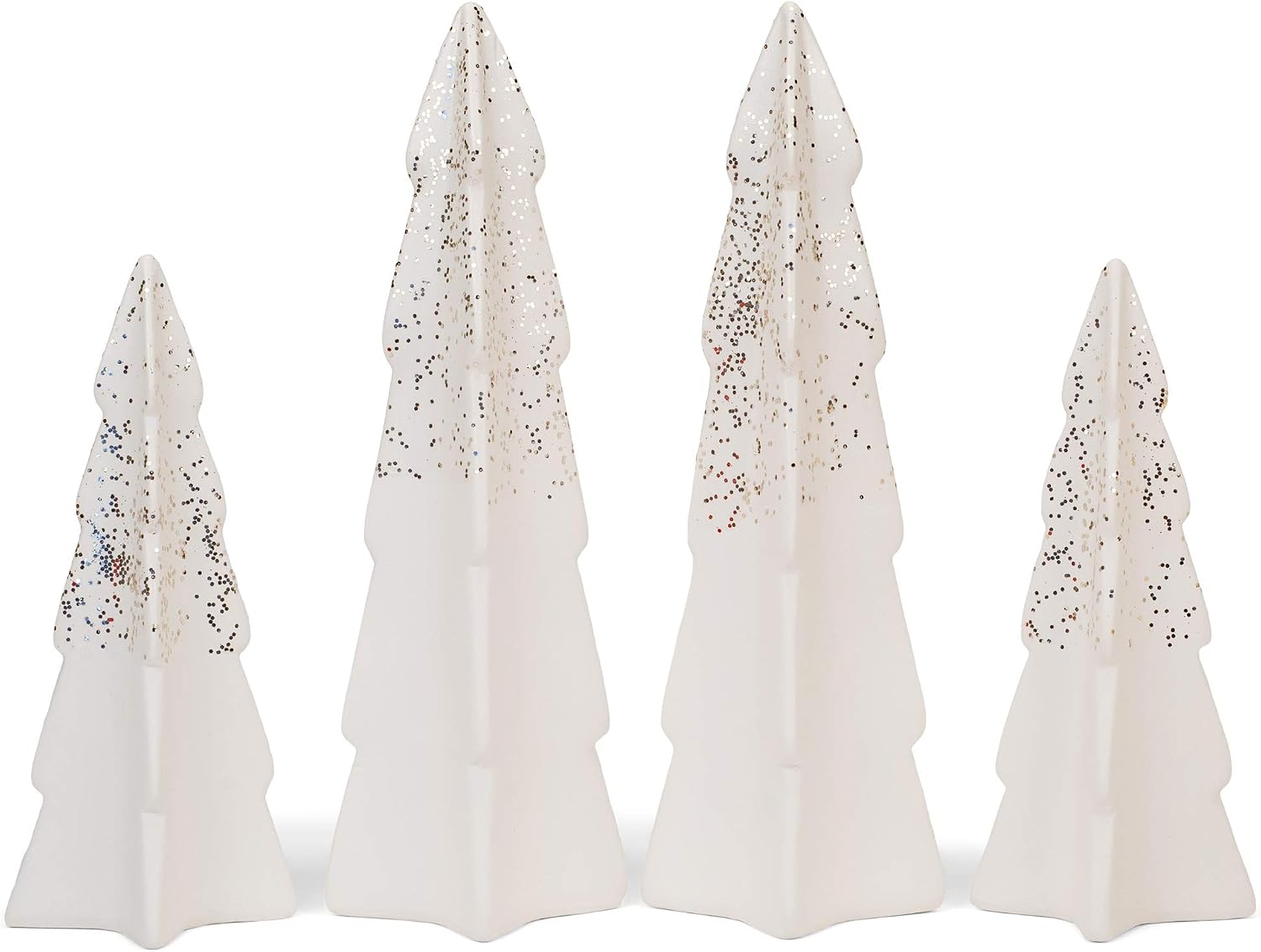Mark Feldstein & Associates Village White Glitter 12 inch Porcelain LED Christmas Figurines 9 Piece Set