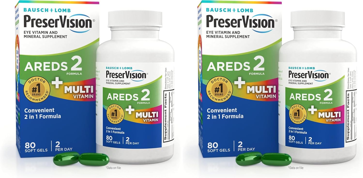 PreserVision AREDS 2 + Multivitamin, #1 Eye Doctor Recommended Brand, 2-in-1 Eye Vitamin with Lutein, Zeaxanthin, Zinc, and Vitamin C, D & E, 100 Softgels