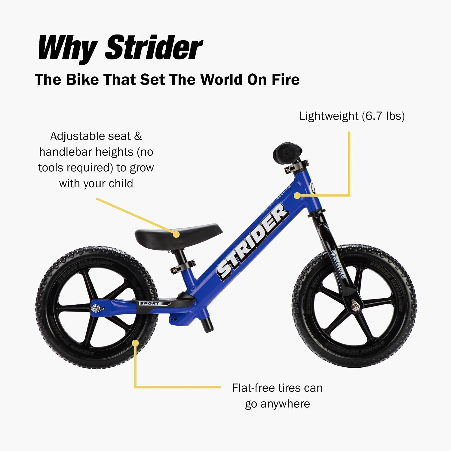 Strider 12 Sport Bike, Pink - No Pedal Balance Bicycle for Kids 1 to 4 Years - Includes Safety Pad, Padded Seat, Mini Grips, Flat-Free Tires -Easy Assembly, Tool-Free Adjustments | No-Pedal Balance Bike for Toddlers, Safety Pad, Adjustable Seat and Handl…
