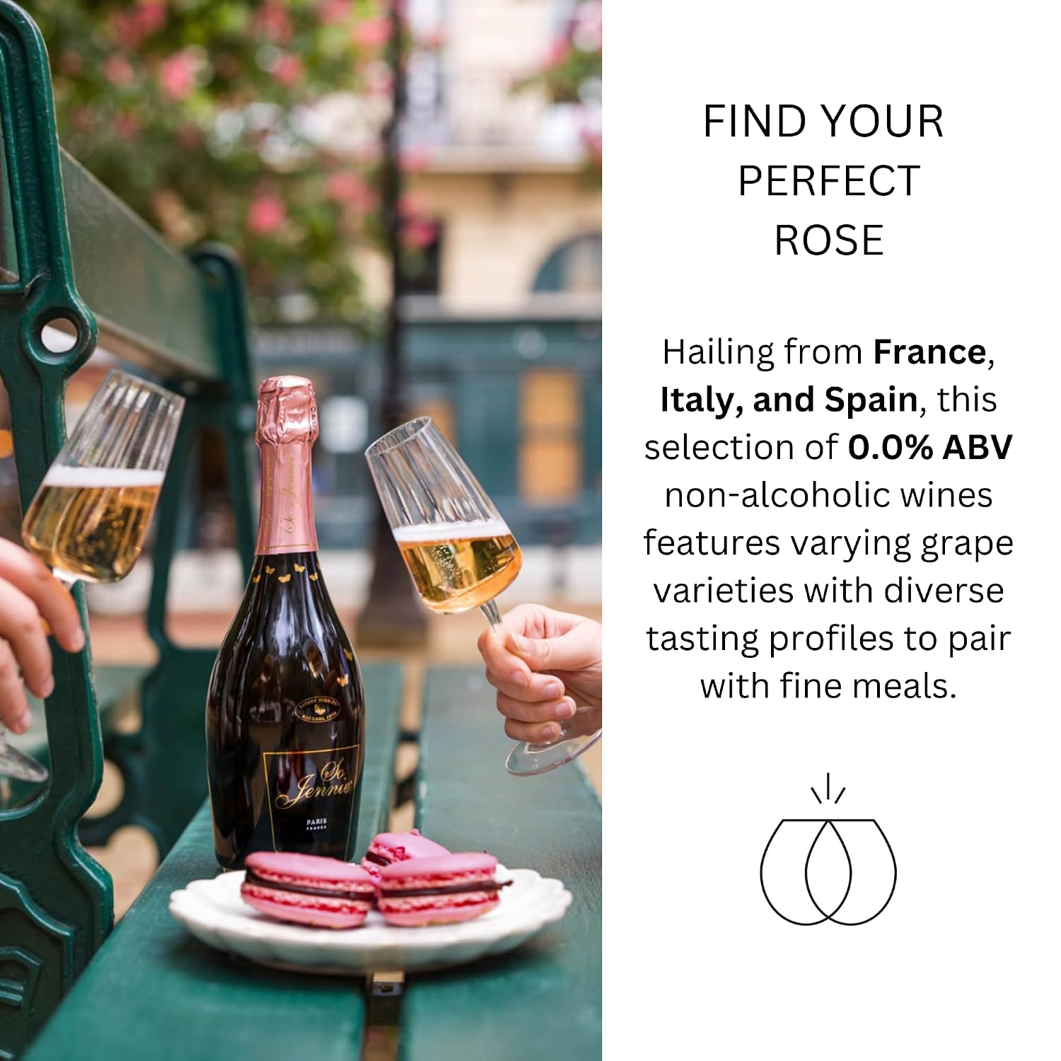 Non-Alcoholic Rosé Wine Sampler - 4 Bottles (25.4 Fl Oz Each) So Jennie Sparkling, Le Petit Chavin, Pierre Zéro Signature