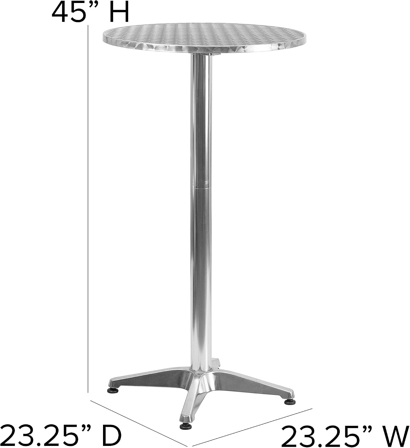 Flash Furniture 23.25" Round Aluminum Indoor/Outdoor Bar Height Table with Flip-Up Top, Heavy-Duty Aluminum Flip-Up Top Cocktail Table, Silver