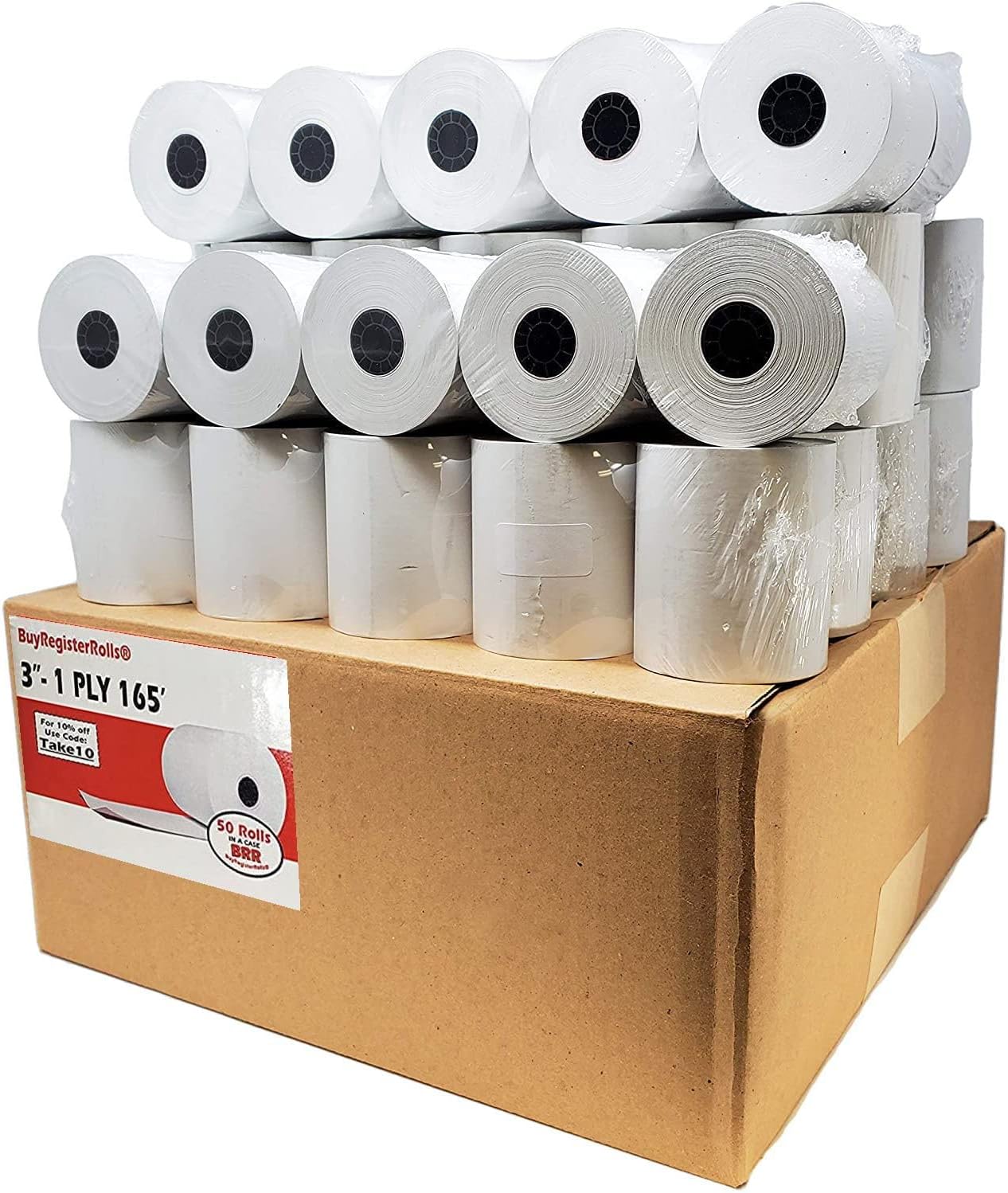 (50 Rolls) 3 1/8 x 230 Thermal Paper Receipt Rolls (55 GSM Premium Quality German Paper) Fits All POS Cash Registers BPA Free - BuyRegisterRolls