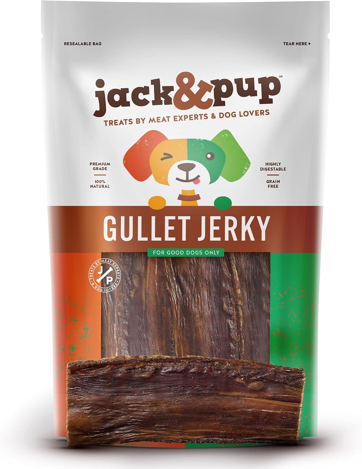 Jack&Pup Gullet Sticks for Dogs, 6" Esophagus Dog Treats (40 Pack)