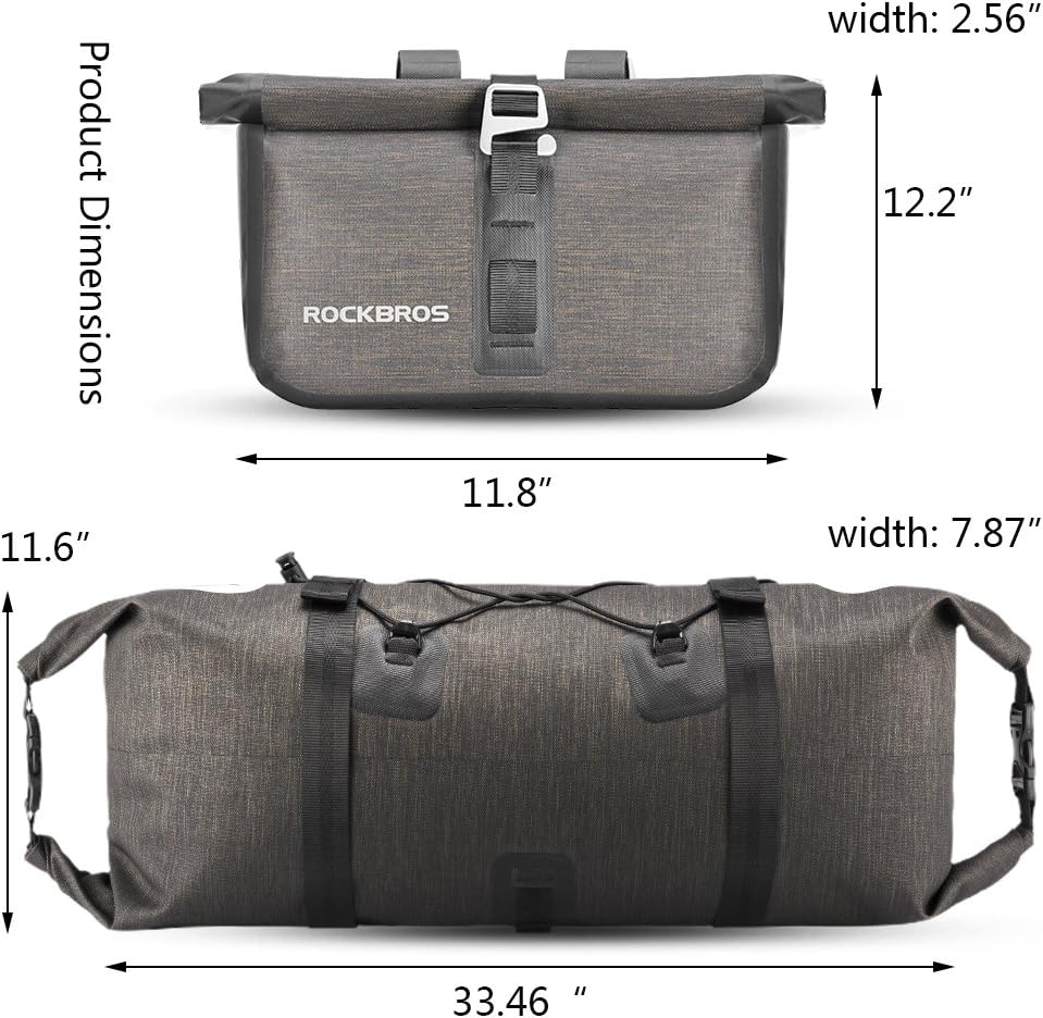ROCKBROS Waterproof Handlebar Bags 12L-20L Front 2 Dry Packs for MTB Road | 600D TPU Material,Reflective Logo,Suitable for Cycling Traveling Camping