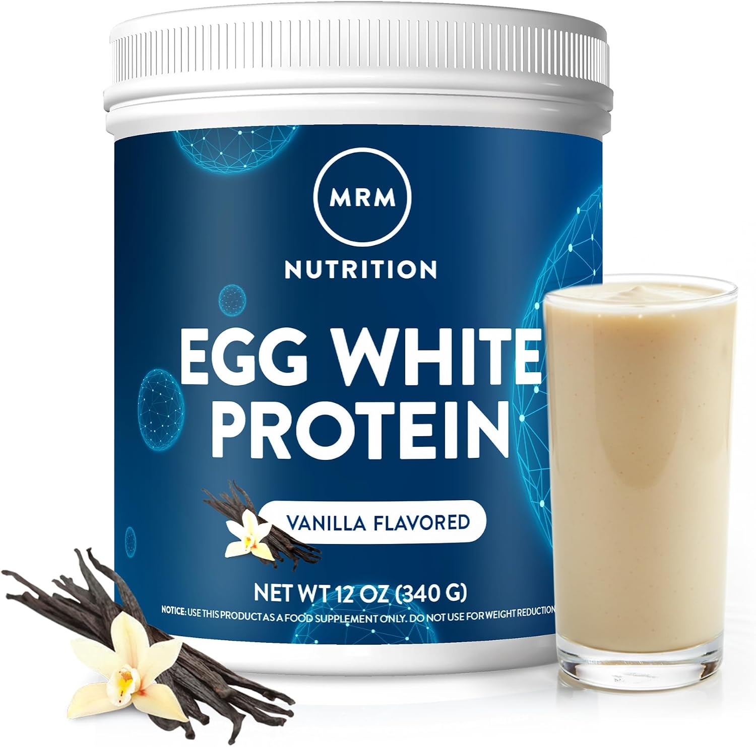 MRM Nutrition Egg White Protein - 23g Fat-Free Protein - 20 Servings | Free of Dairy & Gluten, Sugar Free Vanilla Flavored Powder, With Digestive Enzymes, and Soy, High Biological Value