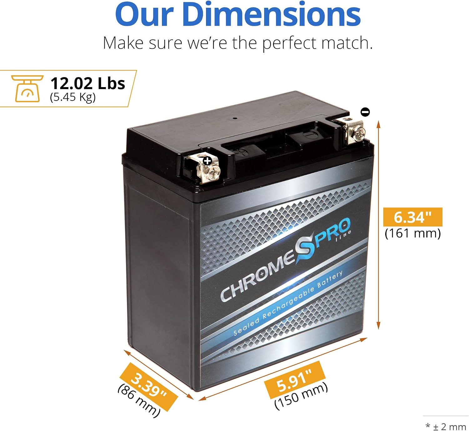 Chrome S Pro YTX20CH-BS Maintenance-Free 12V 19Ah Battery Replacement for ATV, Motorcycle, Jet Skis, Scooter, UTV