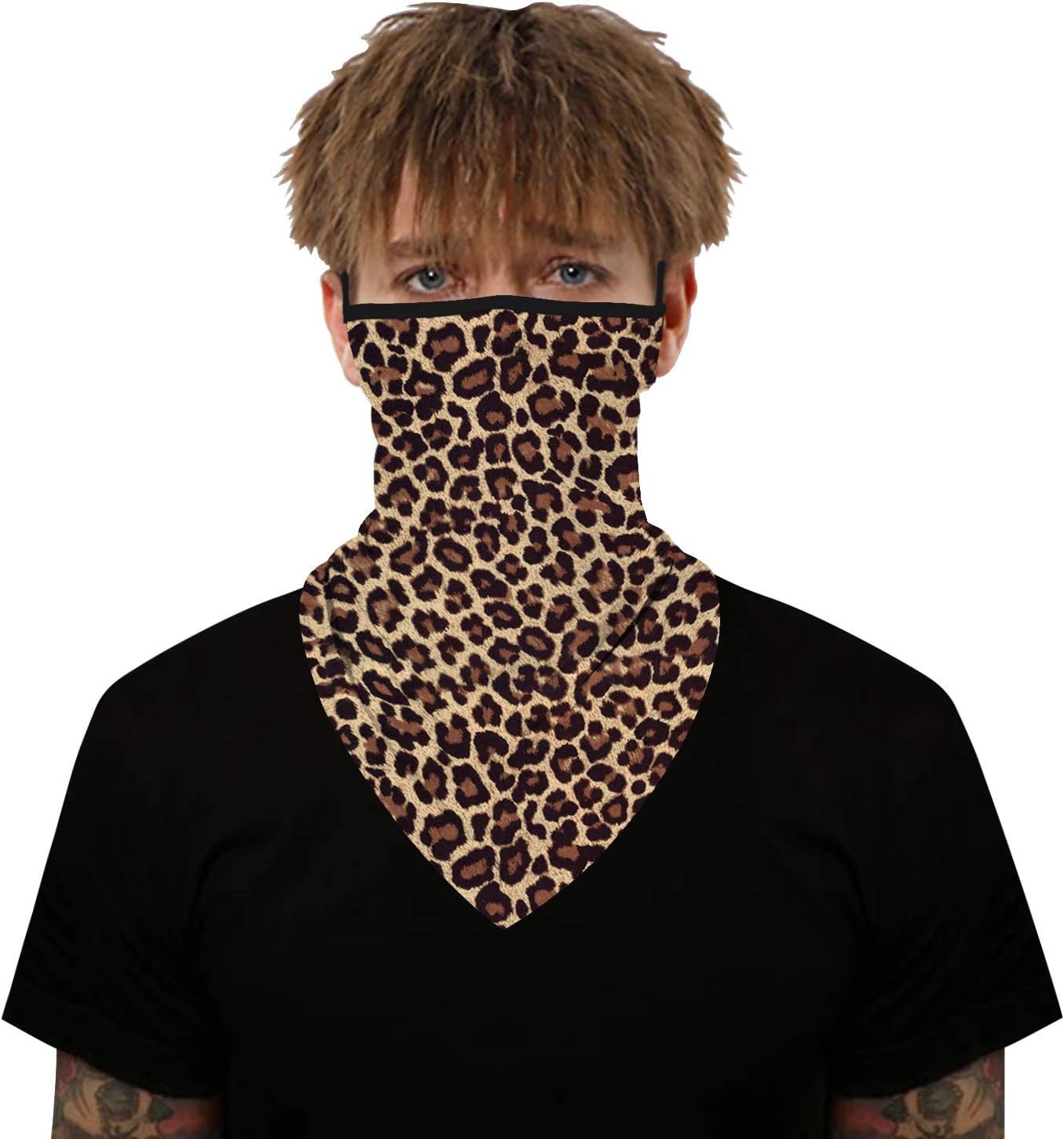YAYOUREL Neck Gaiter Face Mask Bandanas for Men Women UV Face Scarf Cover Ear Loop Hole Facemask for Fishing Running Cycling