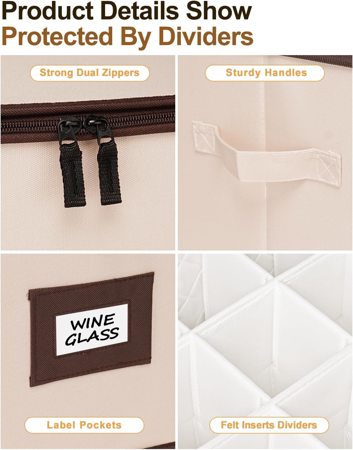 China Storage Containers, 4-Pack Hard Shell Plate & Dish Cases for Moving | Padded dividers and quilted lining protect plates and dishes; stackable for moving and holiday storage, beige hold set of 12