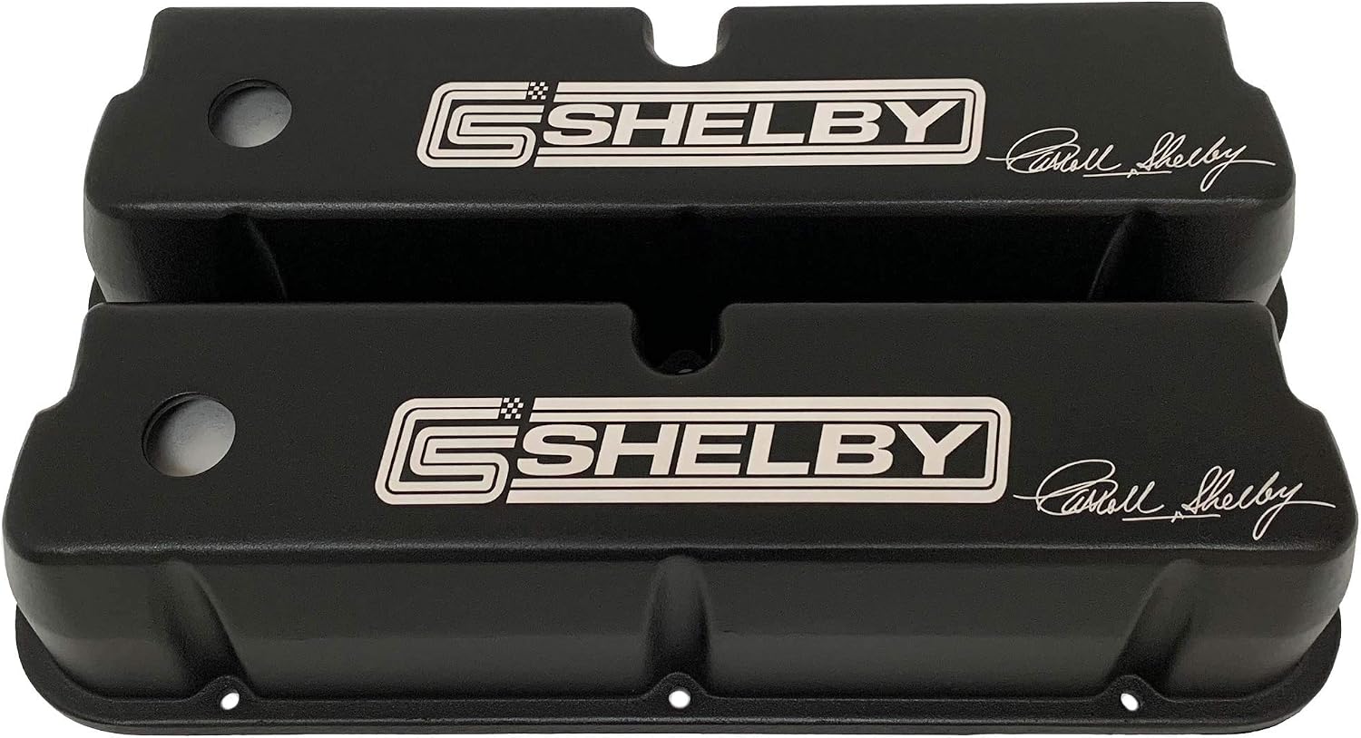 Compatible with Ford 289, 302, 347, 351 Windsor Tall Carroll Shelby Signature Black Valve Covers