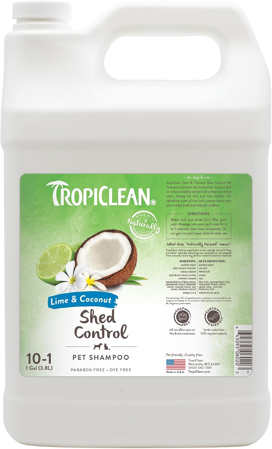 TropiClean Deodorizing Dog Shampoo, Berry & Coconut Scent, 2.5 Gallon