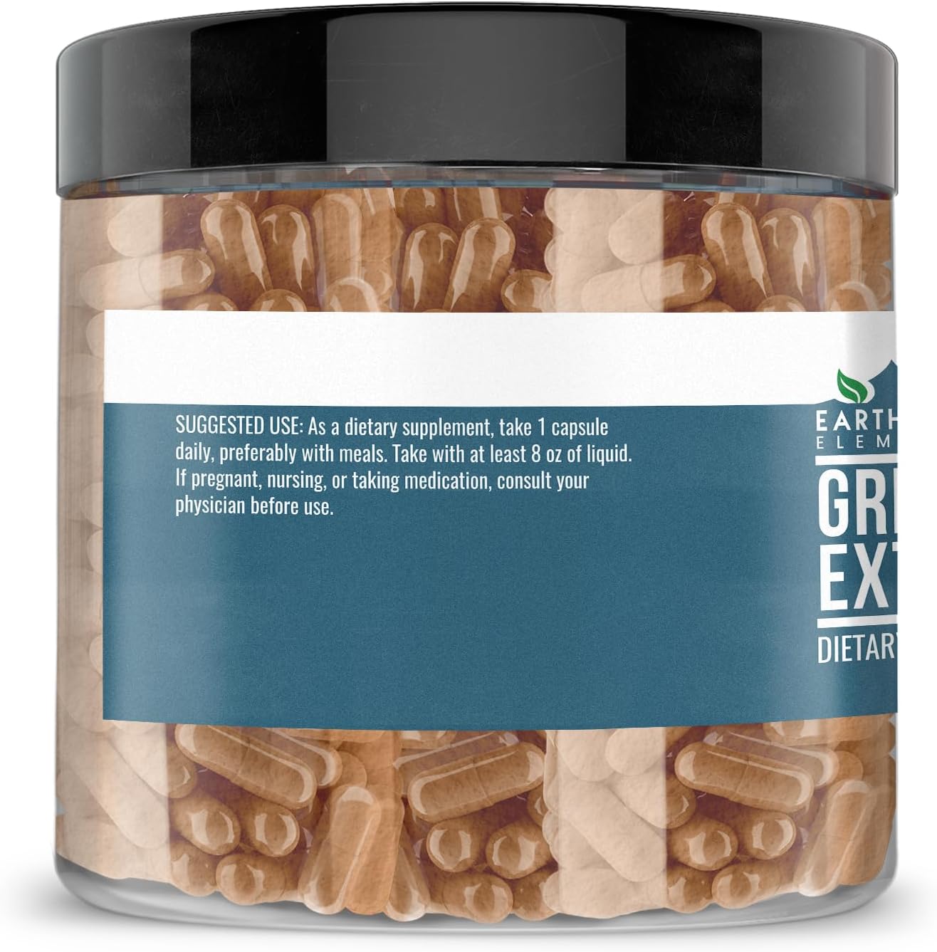 Earthborn Elements Green Tea Extract 200 Capsules, Pure & Undiluted, No Additives