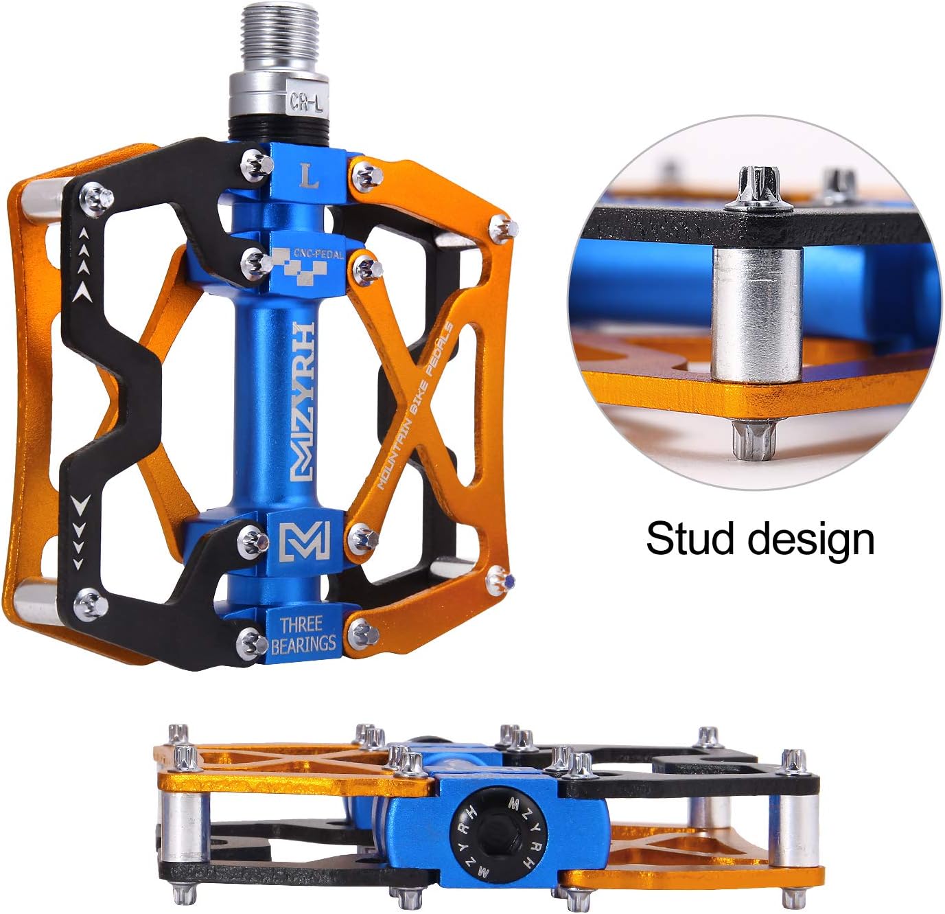 MZYRH Mountain Bike Pedals, Ultra Strong Colorful CNC Machined 9/16" Cycling Sealed 3 Bearing Pedals