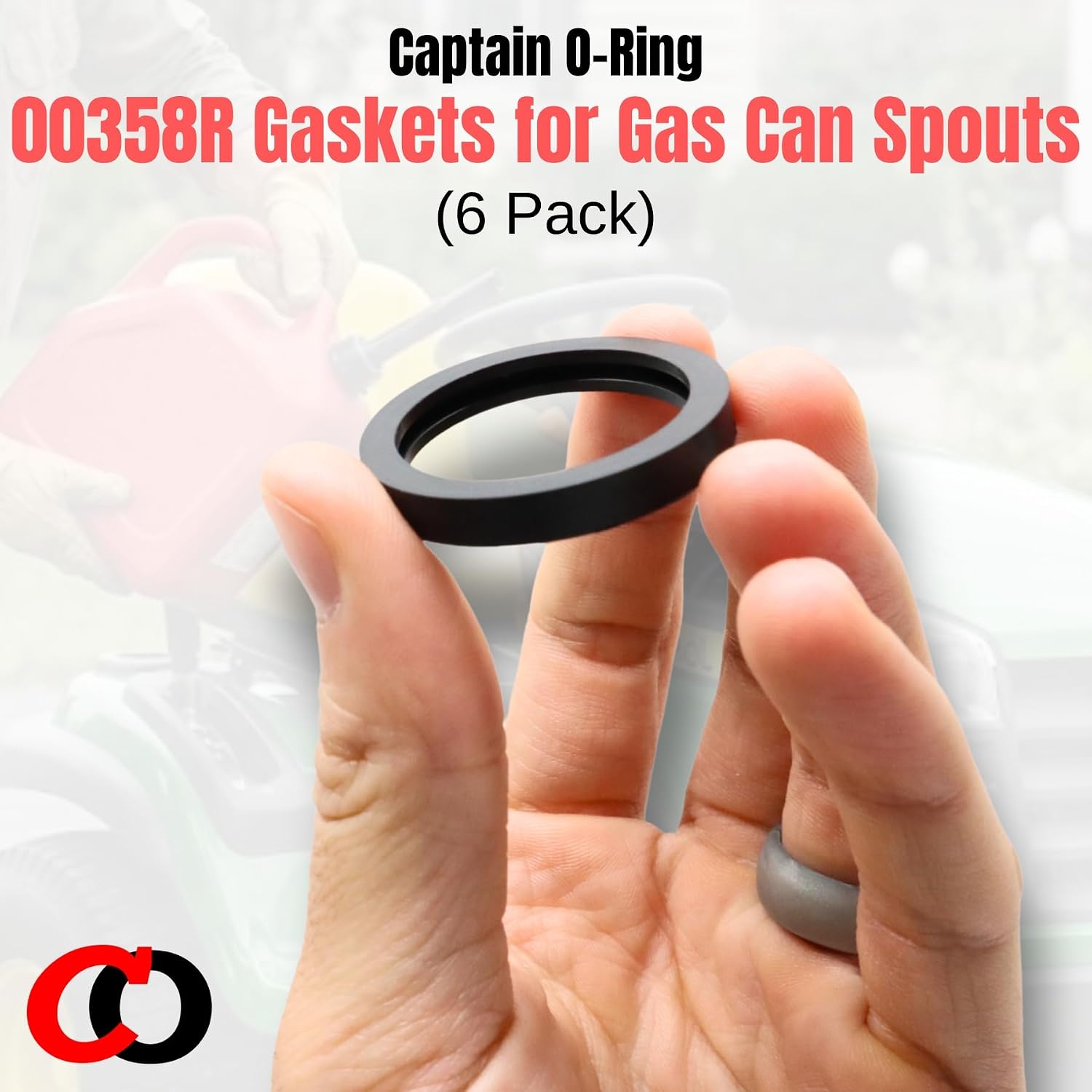 Captain O-Ring – 00358R Gas Can Spout Gasket Seals (6 Pack) - Rubber Replacement Gasoline/Fuel Jug Washer Seals, Upgraded Version