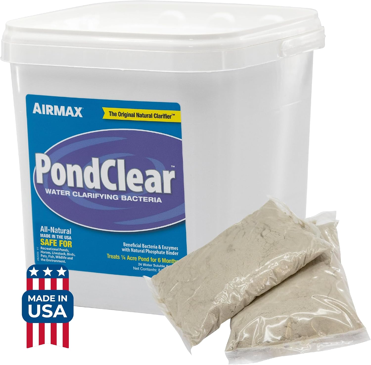 Airmax PondClear Packets Beneficial Bacteria Pond Clarifier, 24 Count | Enzyme Clarifier with EcoBoost PRx to help clear and clean pond and lake water while remaining safe for fish