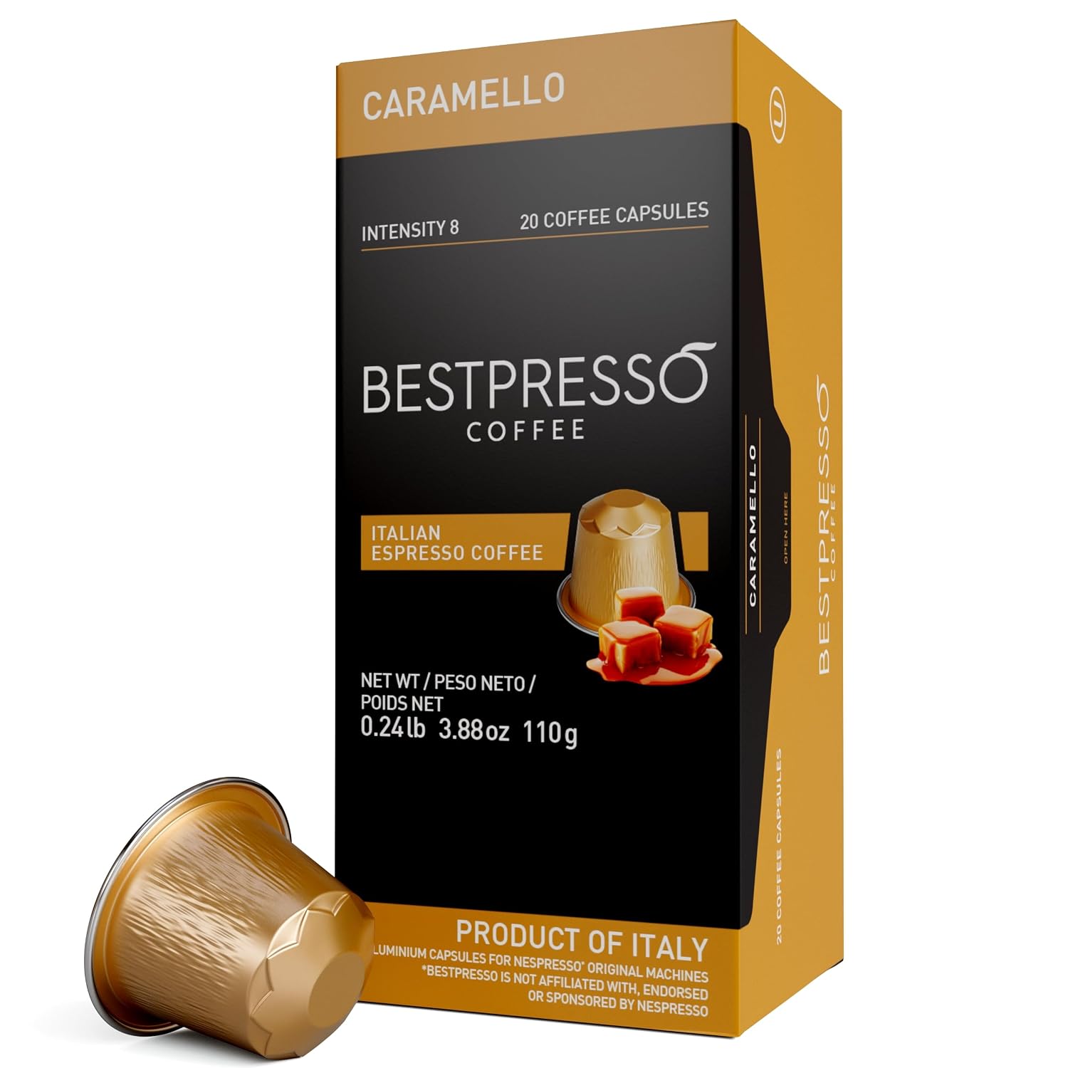 Bestpresso Coffee for Nespresso Original Machine 120 pods Certified Genuine Espresso Flavored Pack Vanilla Pods Compatible with Nespresso Original