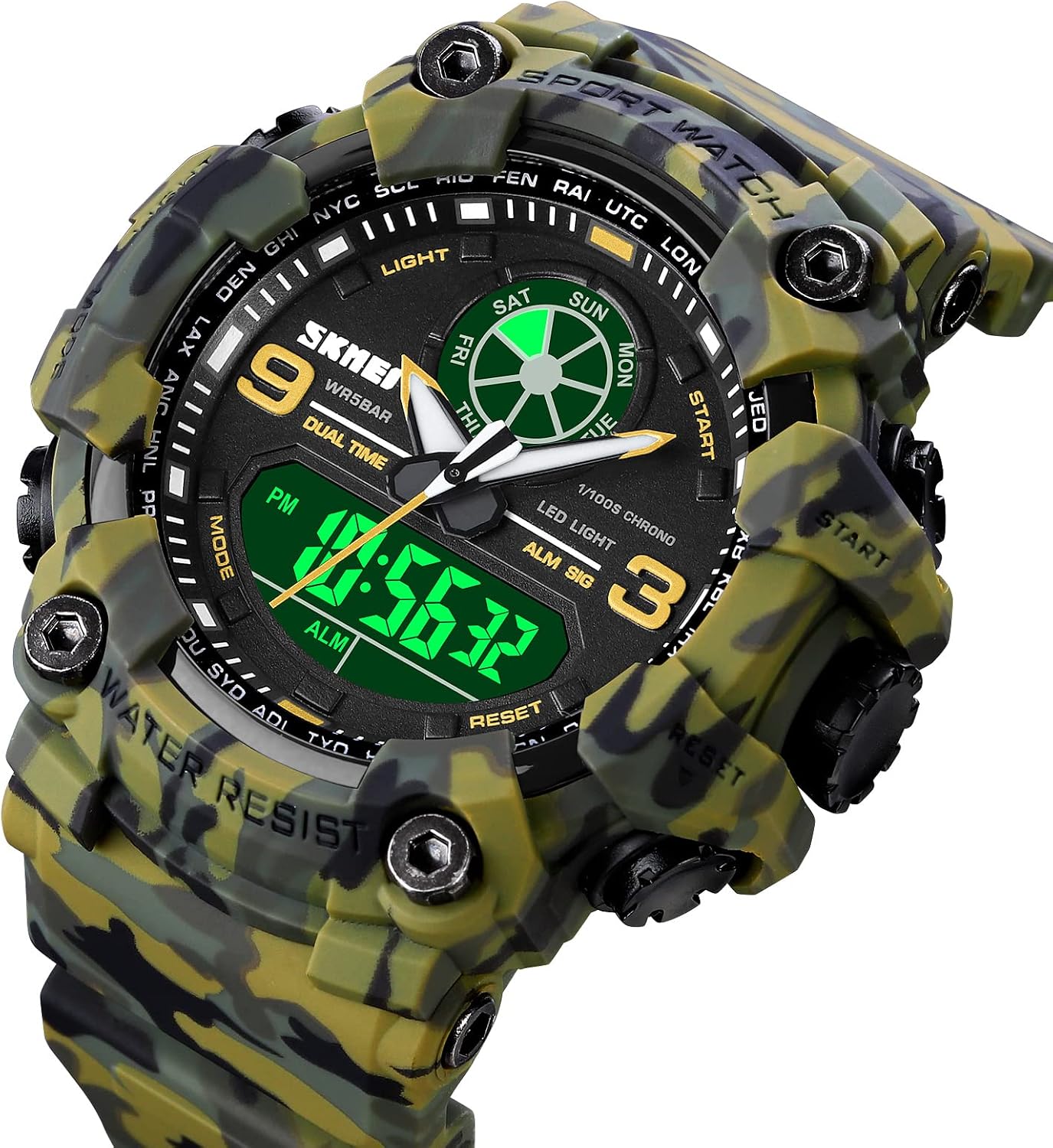 FANMIS Men's Analog Digital Sport Watch Military Dual Display 50M LED Watch | Men's Dual Display Sports Watches With Led Backlight Alarm Stopwatch 12/24h Time Outdoor Running Swimming