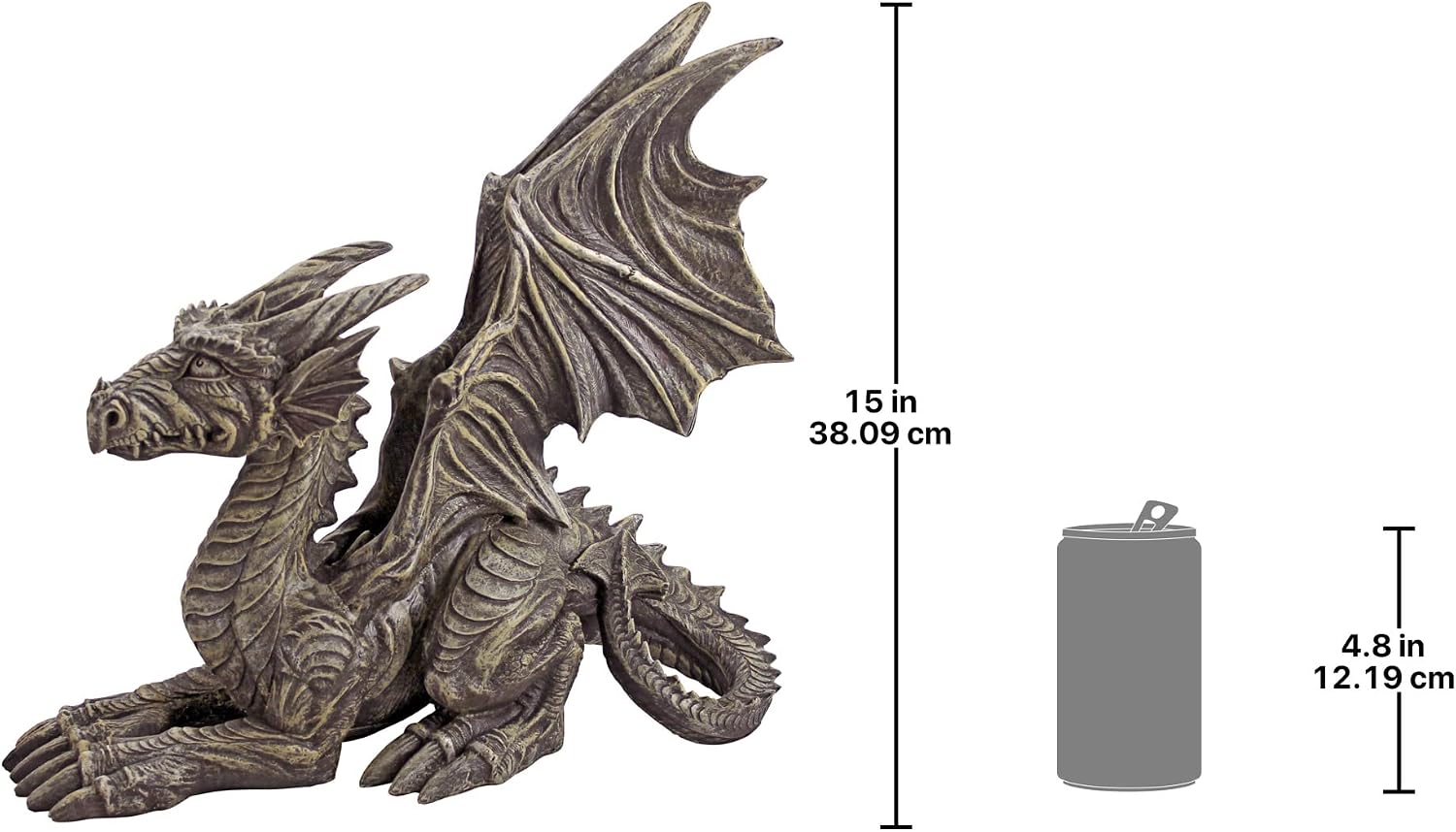Design Toscano The Dragon of Falkenberg Castle Moat Lawn Garden Statue, 28 Inch Long, 14 Inch Tall, Cast Stone Resin, Gray Stone Finish
