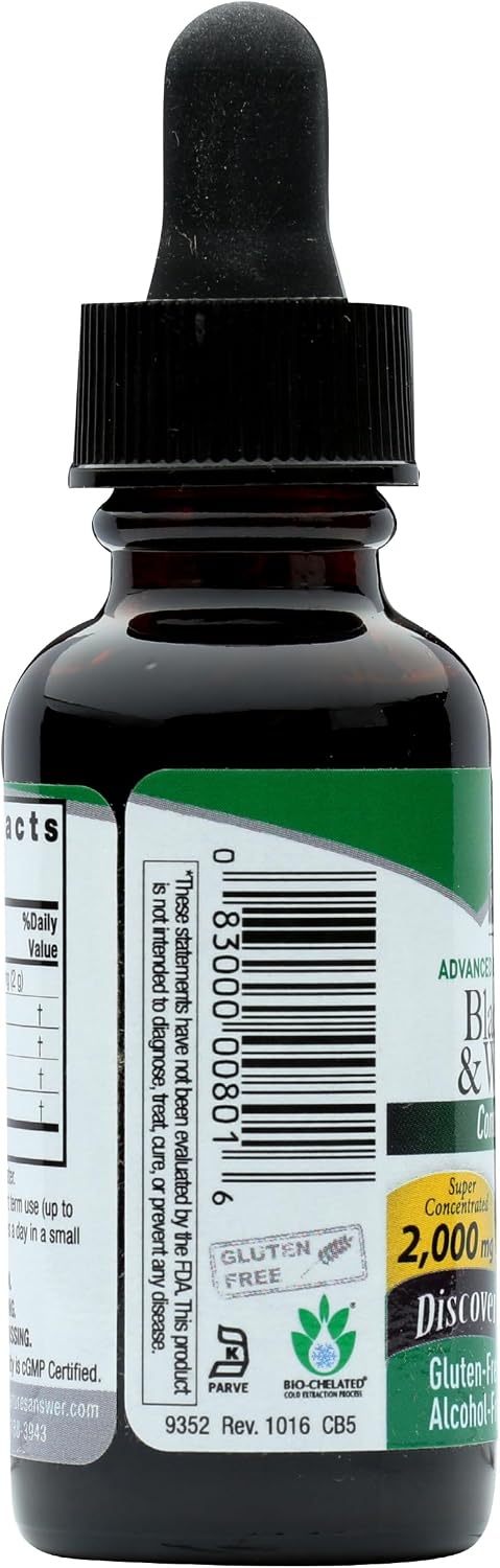 Natures Answer Black Walnut and Wormwood 1 oz 30mL 200mg. Extract, Liquid,promotes digestion,Vegetable Glycerin And Purified Water