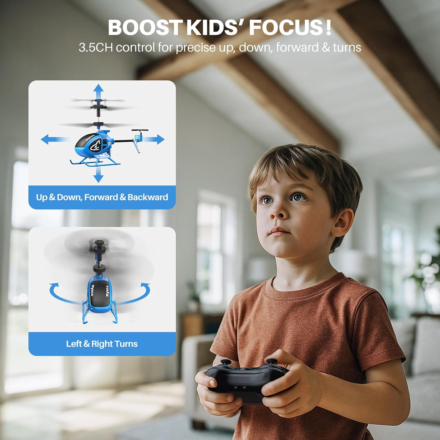 SYMA S100 Mini RC Helicopter for Kids, Indoor Flying, Altitude Hold, Black