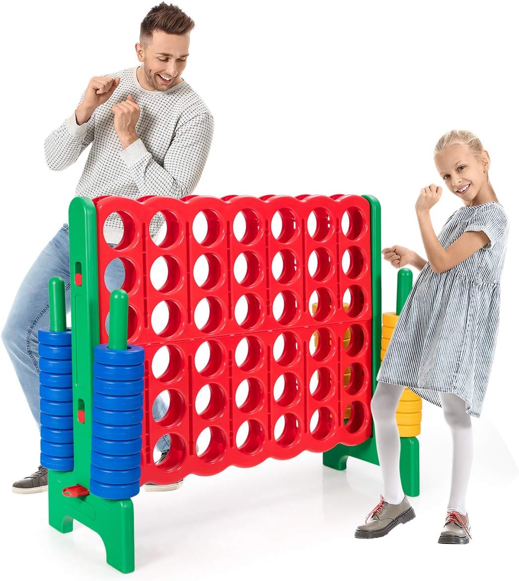 GLACER Giant 4-in-A-Row, Jumbo 4-to-Score Giant Game Set Backyard Games for Kids & Adults