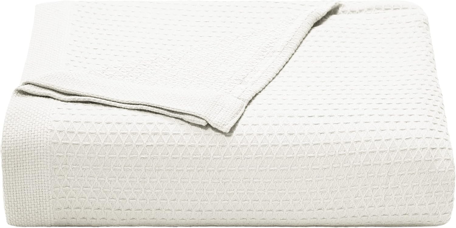 Nautica - Queen Blanket, Diamond Weave Cotton Bedding, Medium-Weight for All Seasons, Oeko-Tex Certified (Baird Navy)
