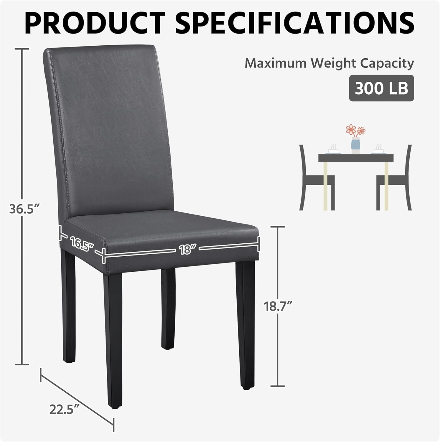 Yaheetech Dining Chairs Set of 4 Upholstered Kitchen Chairs Black