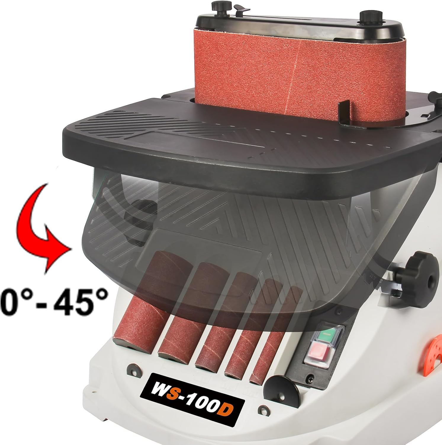 4 x 24 Belt & Oscillating Spindle Sander, KAKA INDUSTRIAL WS-100D | 5 sanding sleeves included