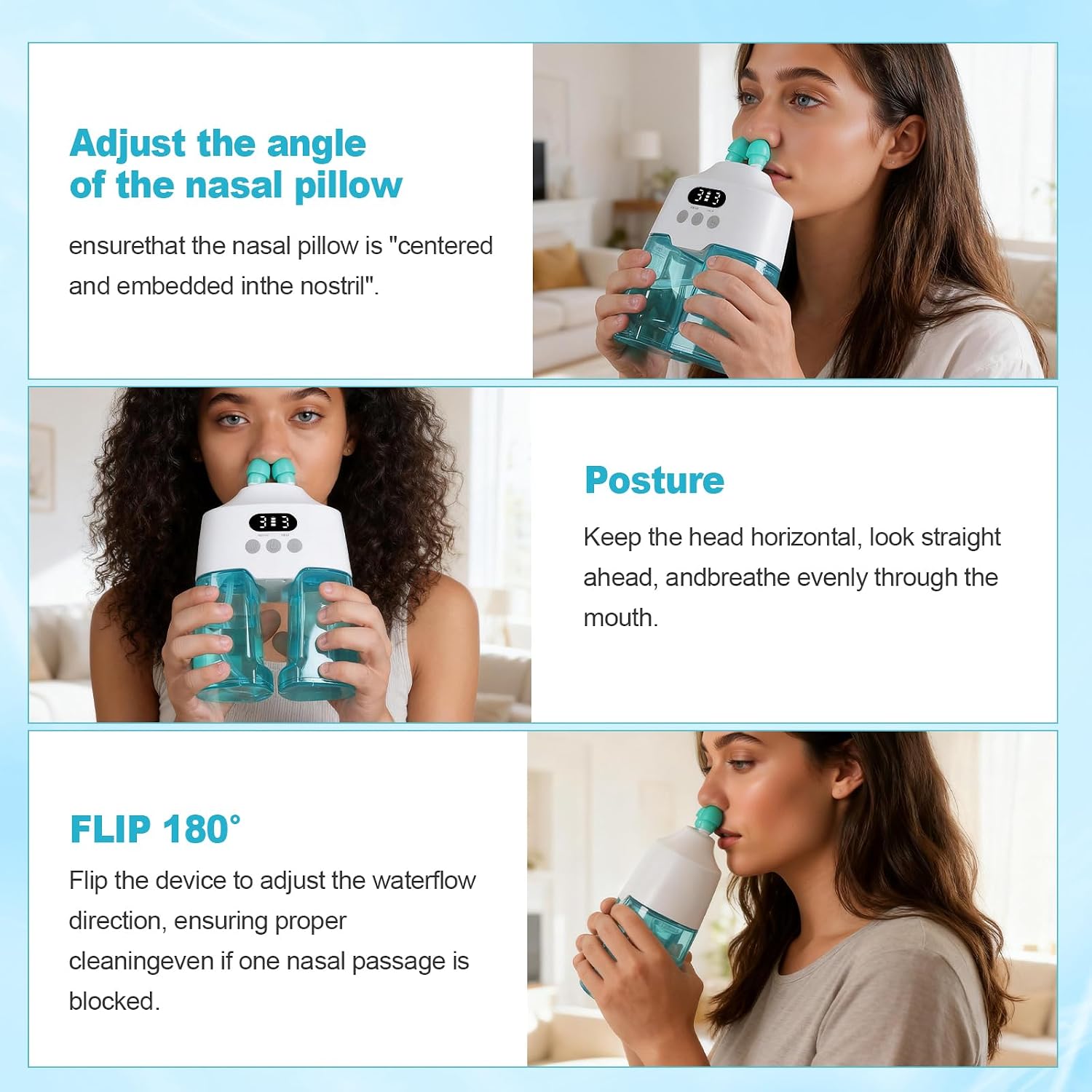 Nasal Irrigation System Electric Nasal Irrigator Smart Display Nasal Sinus Rinse Machine | Dual Water Tanks 9 Suction & Water Flow Modes