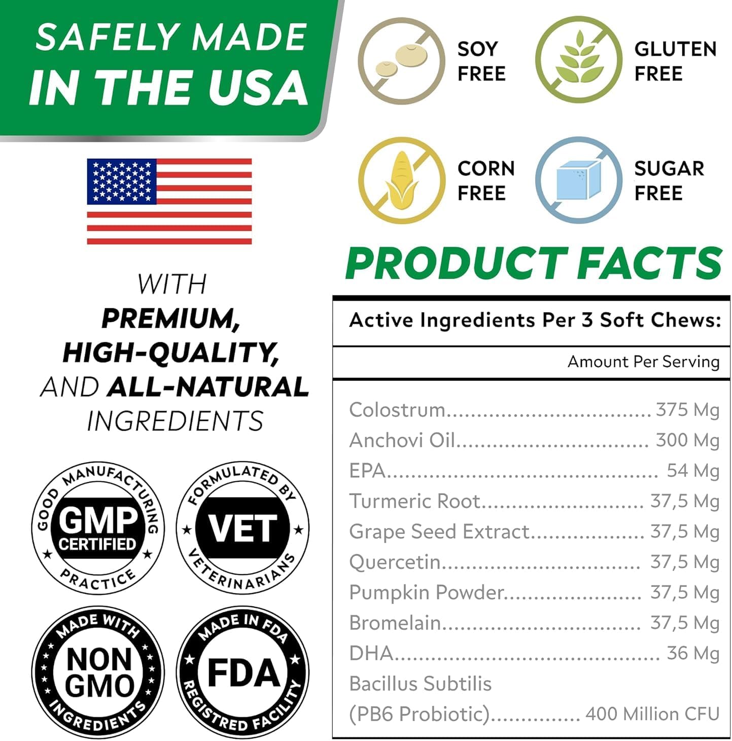 Dog Allergy & Itching Relief - Anti Itch, Skin&Coat Support Chews w/Omega 3