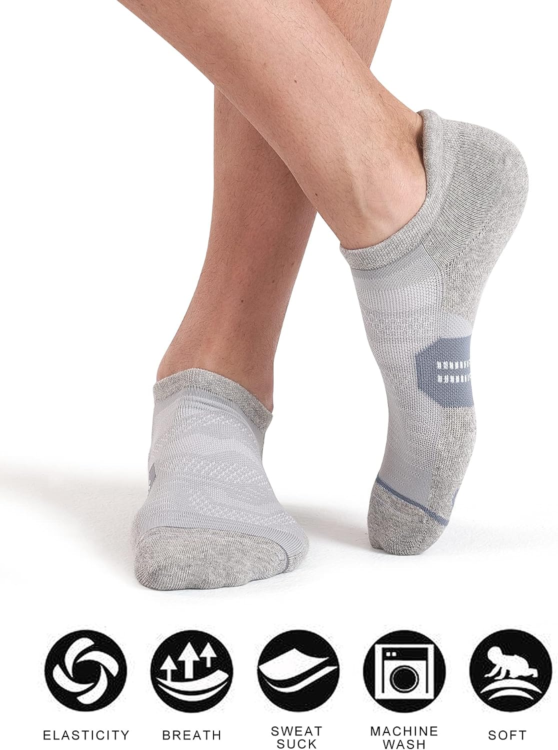 CS CELERSPORT 6 Pack Women's Ankle Running Socks Cushioned Low Cut Tab Athletic Socks