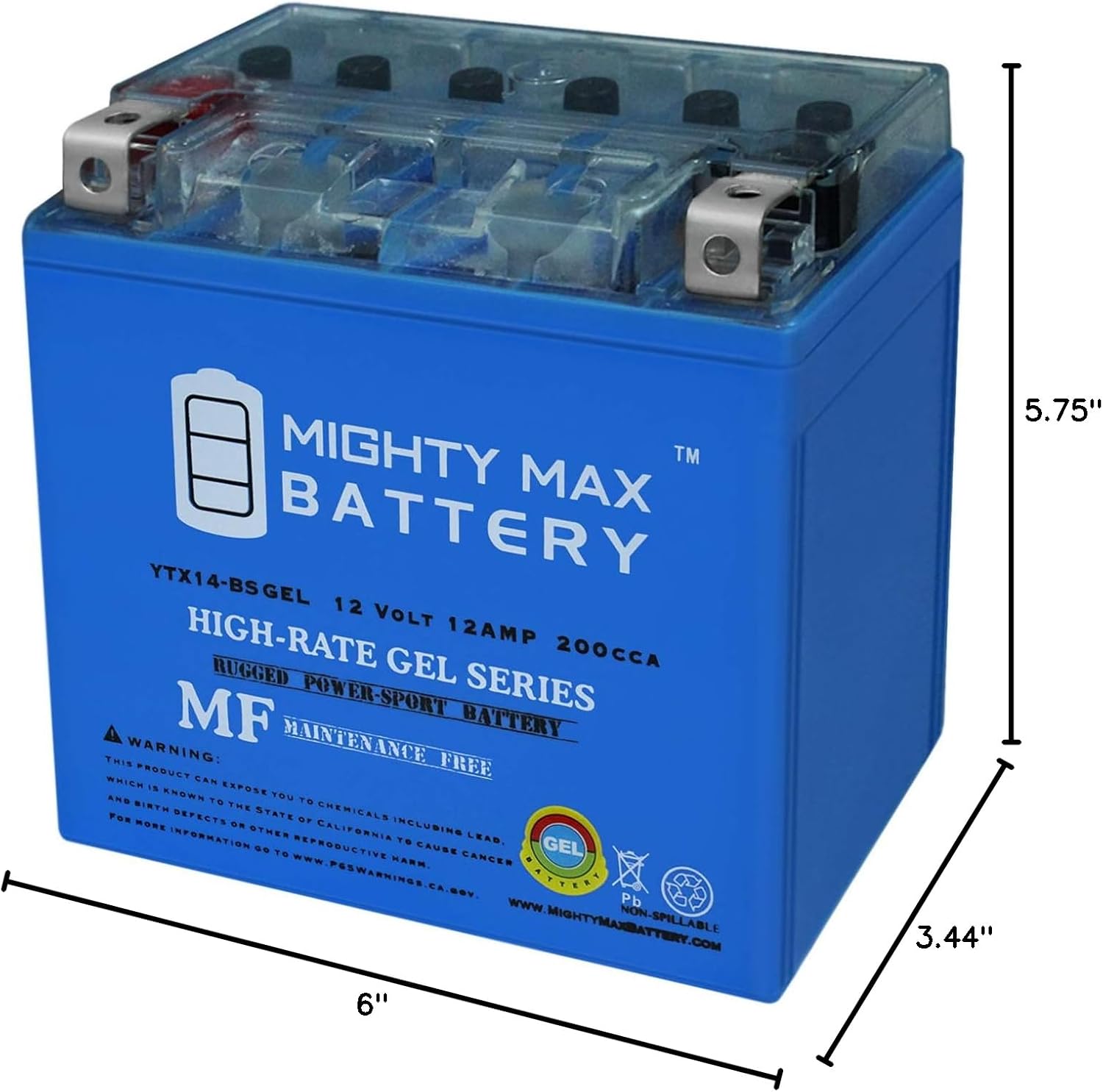 Mighty Max Battery YTX20L-BS GEL -12 Volt 18 AH, GEL Type, 270 CCA, Rechargeable Maintenance Free SLA AGM Motorcycle Battery